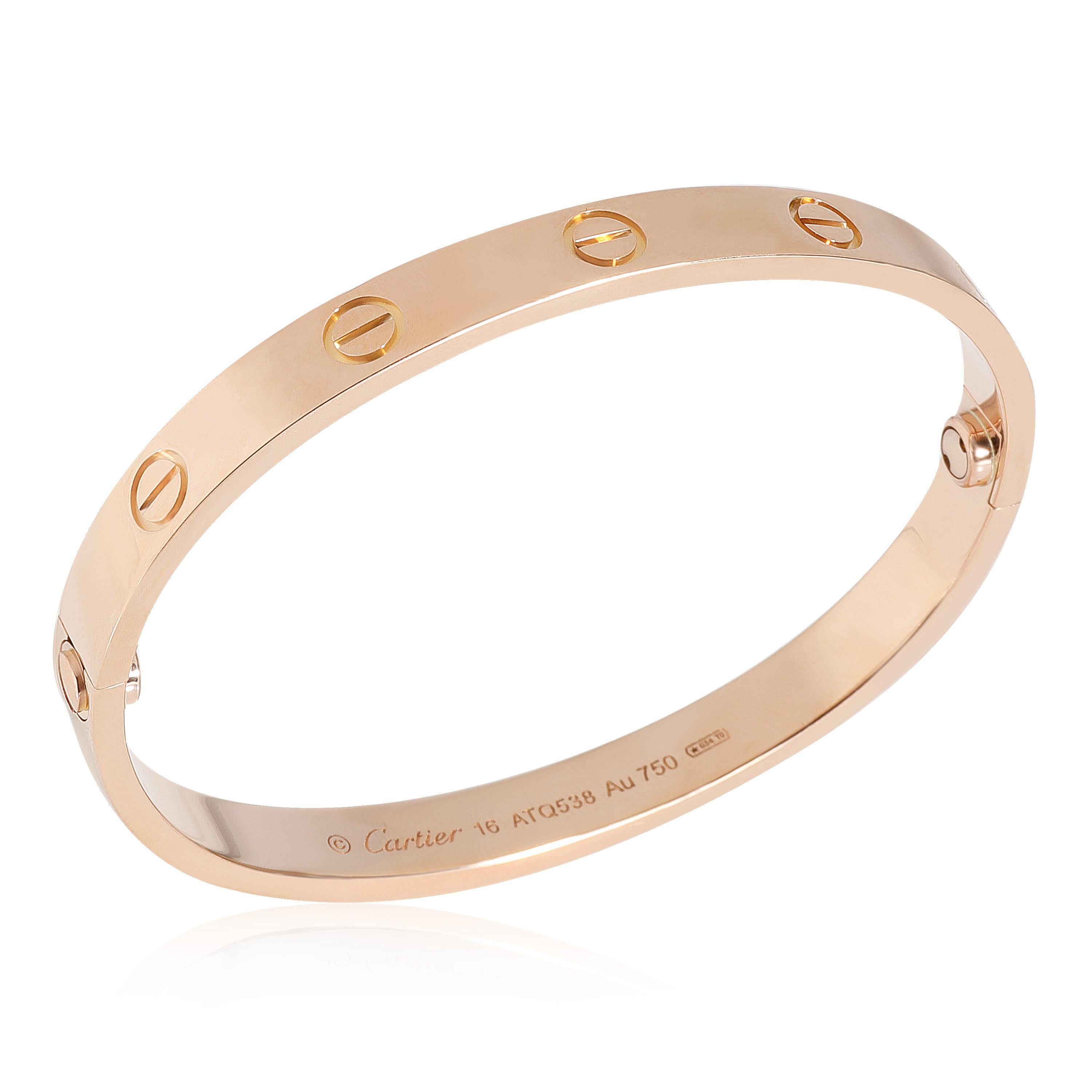 Cartier Love Bracelet in 18k Rose Gold

PRIMARY DETAILS
SKU: 123288
Listing Title: Cartier Love Bracelet in 18k Rose Gold
Condition Description: Retails for 6900 USD. In excellent condition and recently polished. 16 inches in length. Comes with