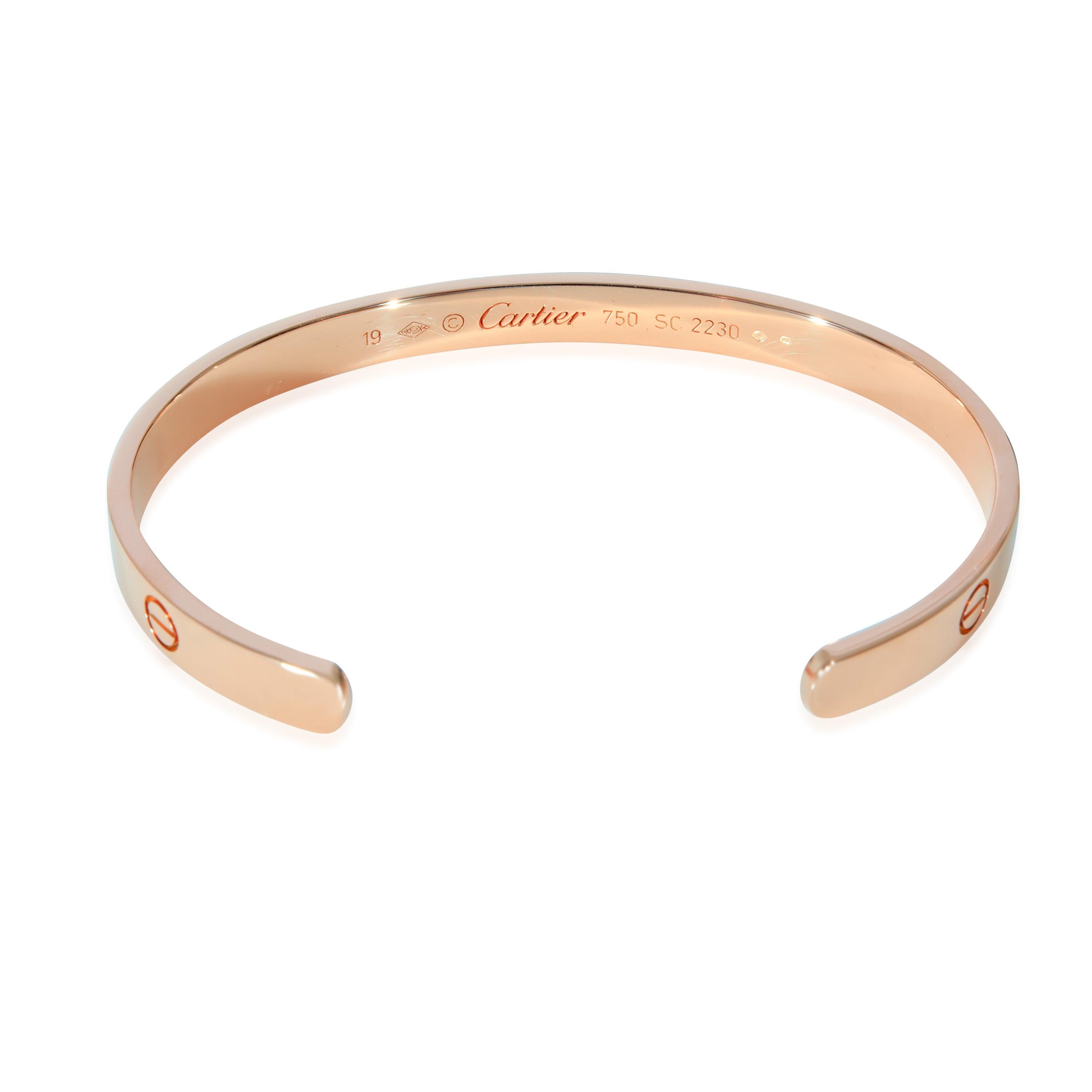 Cartier Love-Armband aus 18 Karat Roségold

PRIMÄRE DETAILS
SKU: 129697
Titel der Auflistung: Cartier Liebesarmband in 18k Rose Gold
Beschreibung des Zustands: Die Collection'S Love von Cartier ist der Inbegriff der Ikone, von den wiedererkennbaren