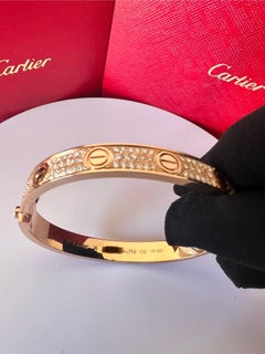 Cartier Bracciale LOVE in oro rosa 18 carati con pavé di diamanti scatola e documenti