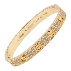 Cartier Bracciale LOVE in oro rosa 18 carati con pavé di diamanti scatola e documenti