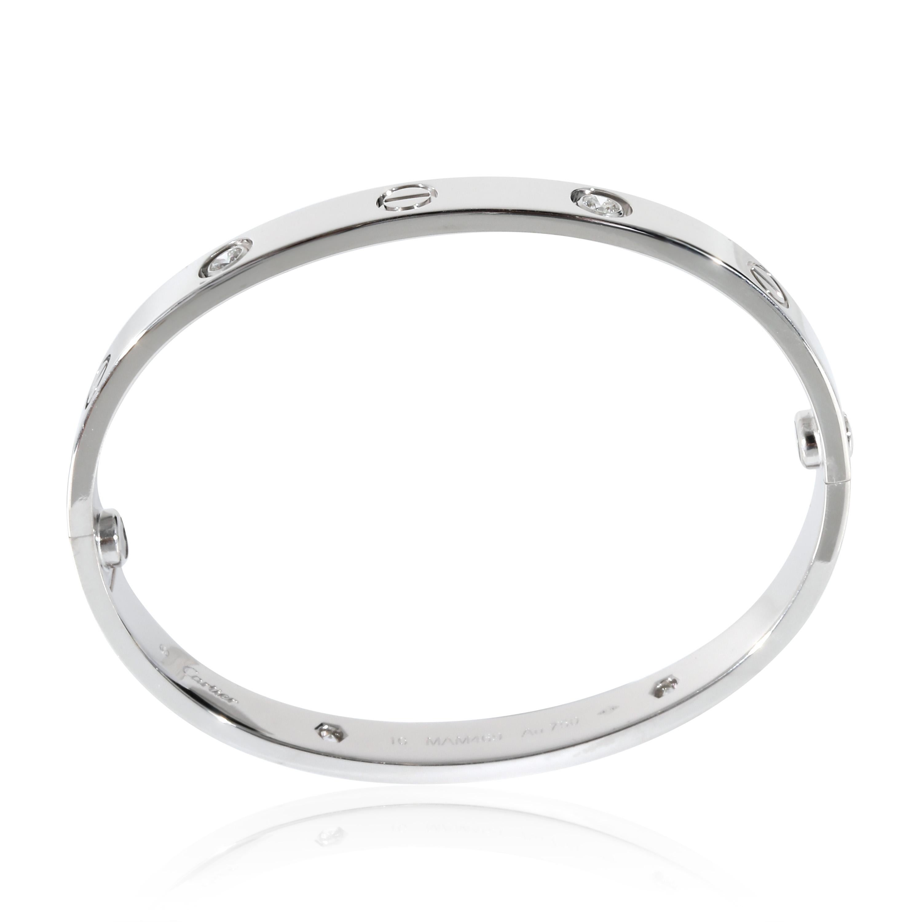 Cartier Love Bracelet in 18K White Gold 0.42 CTW In Excellent Condition For Sale In New York, NY