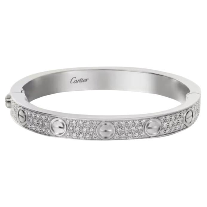 Cartier LOVE Bracelet in 18k white gold 2ct diamonds with box For Sale