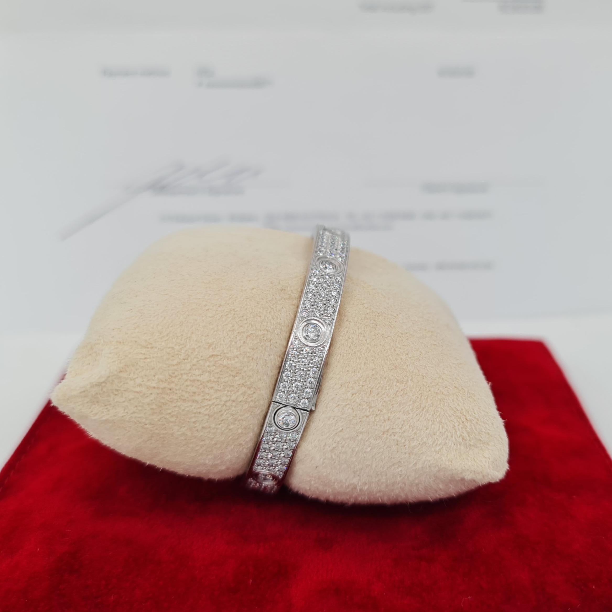 Cartier Love Bracelet in 18k White Gold and 3.70ct Diamonds 3