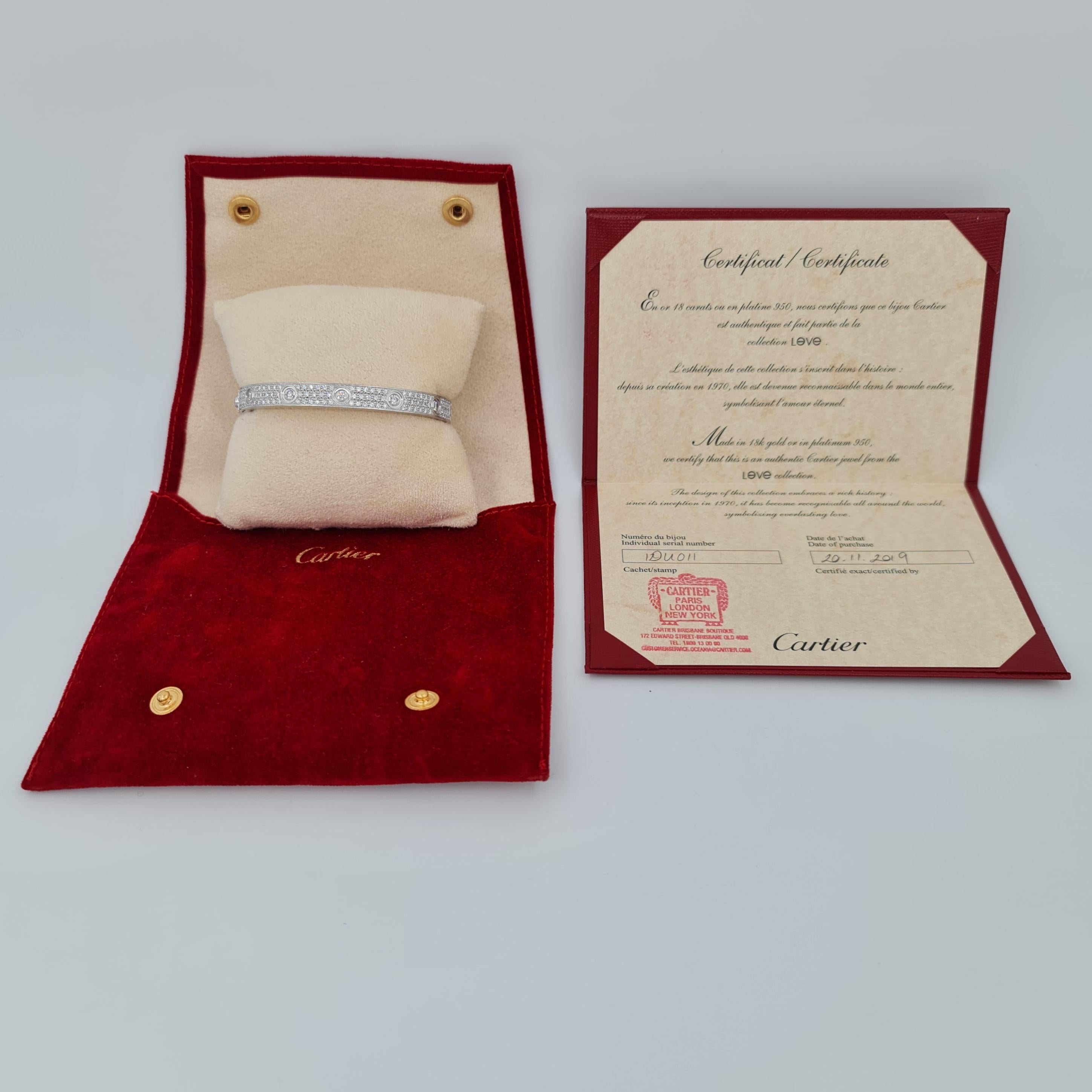 Cartier Love Bracelet in 18k White Gold and 3.70ct Diamonds 5