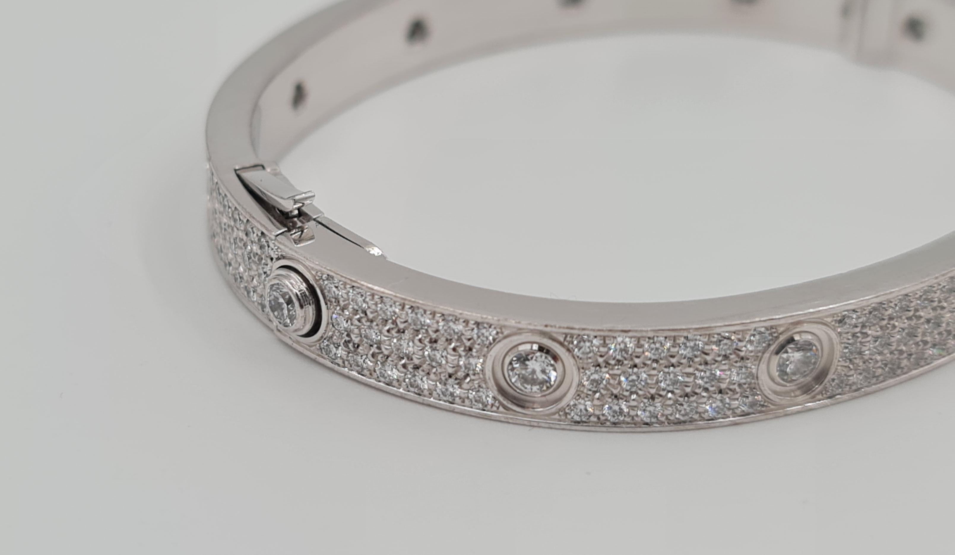 Contemporary Cartier Love Bracelet in 18k White Gold and 3.70ct Diamonds