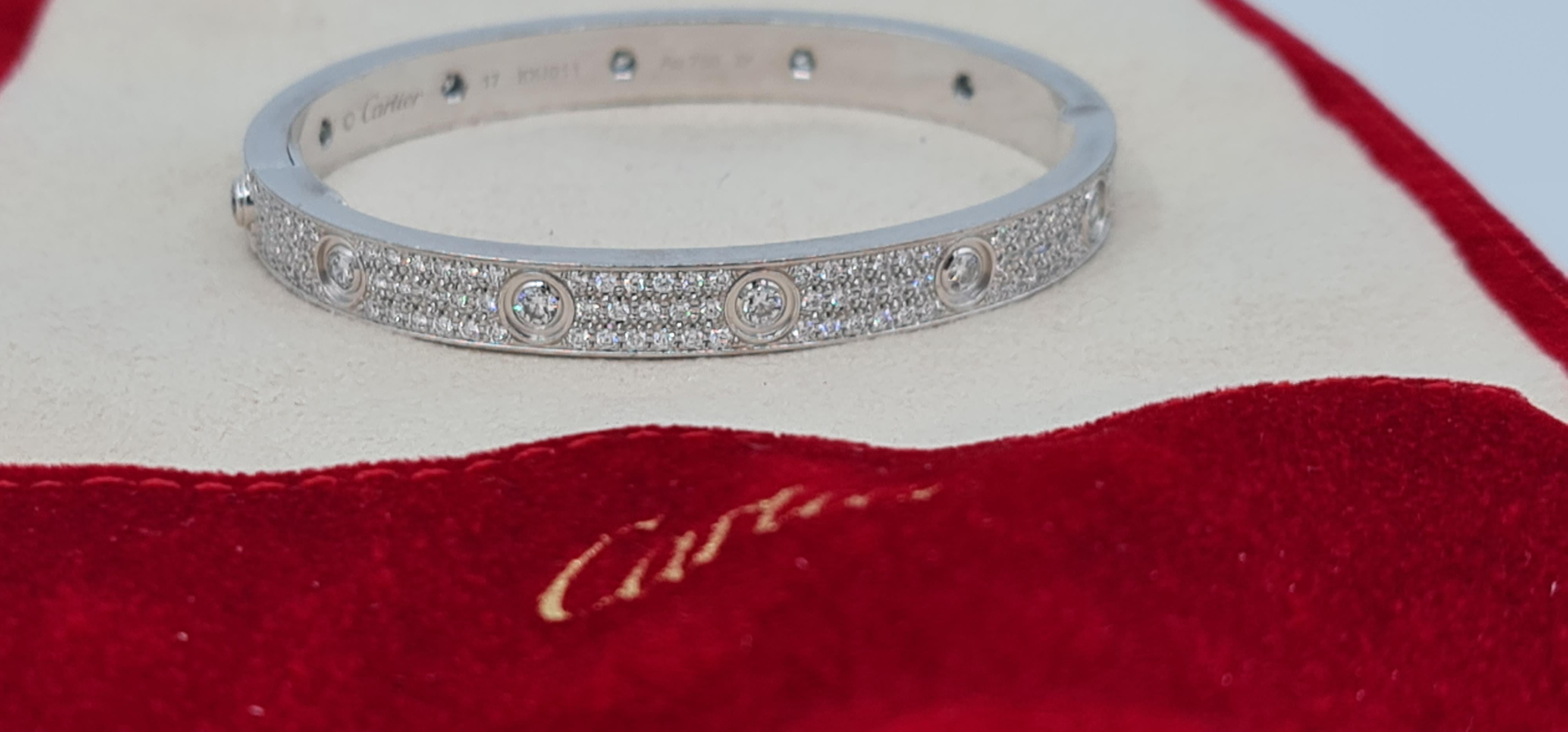Women's Cartier Love Bracelet in 18k White Gold and 3.70ct Diamonds