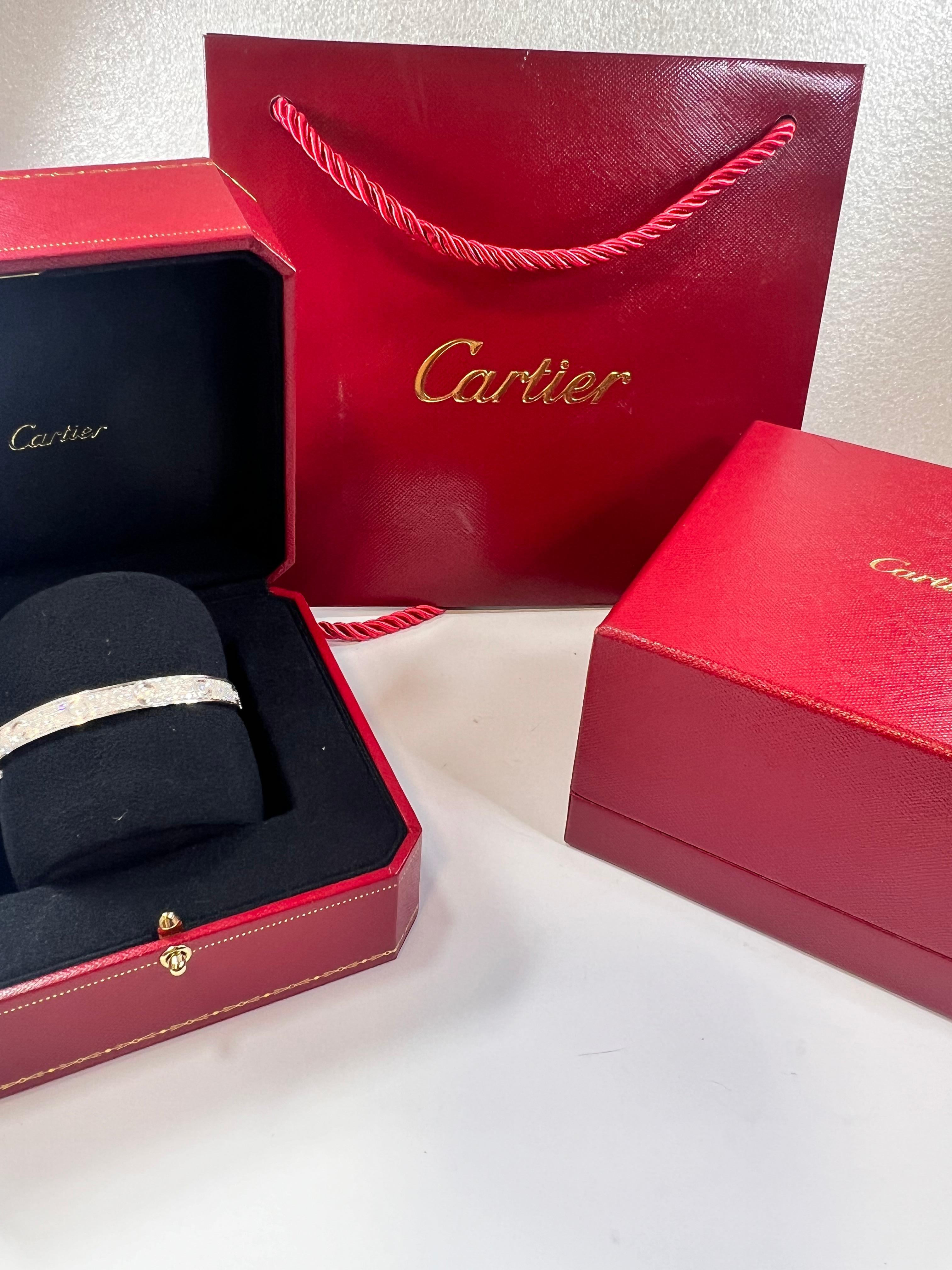 Cartier LOVE Bracelet in 18k white gold and 3.70ct diamonds with box & papers For Sale 1