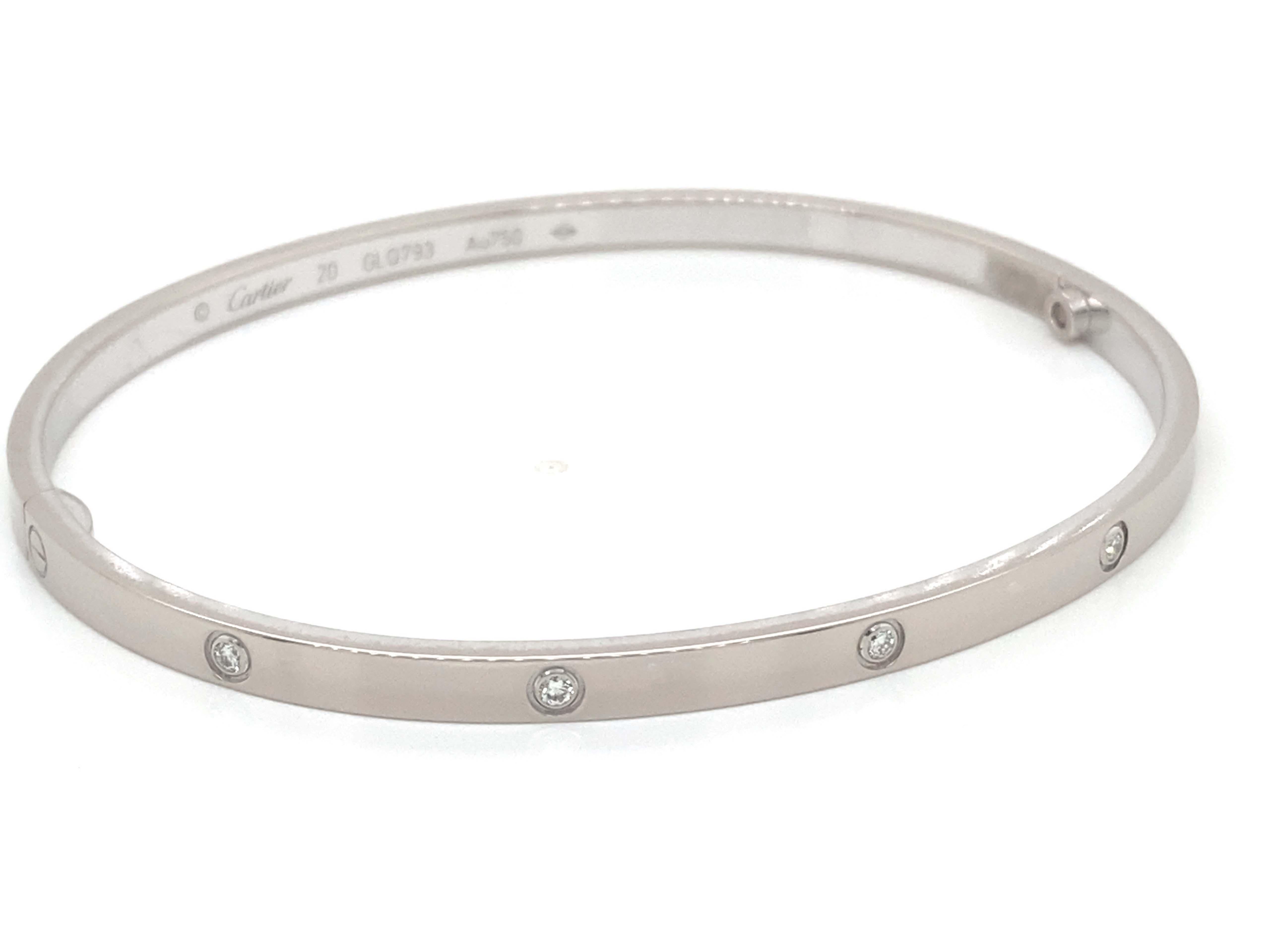 Cartier Diamond Love Bracelet 18K White Gold Size 20 In Excellent Condition For Sale In Honolulu, HI