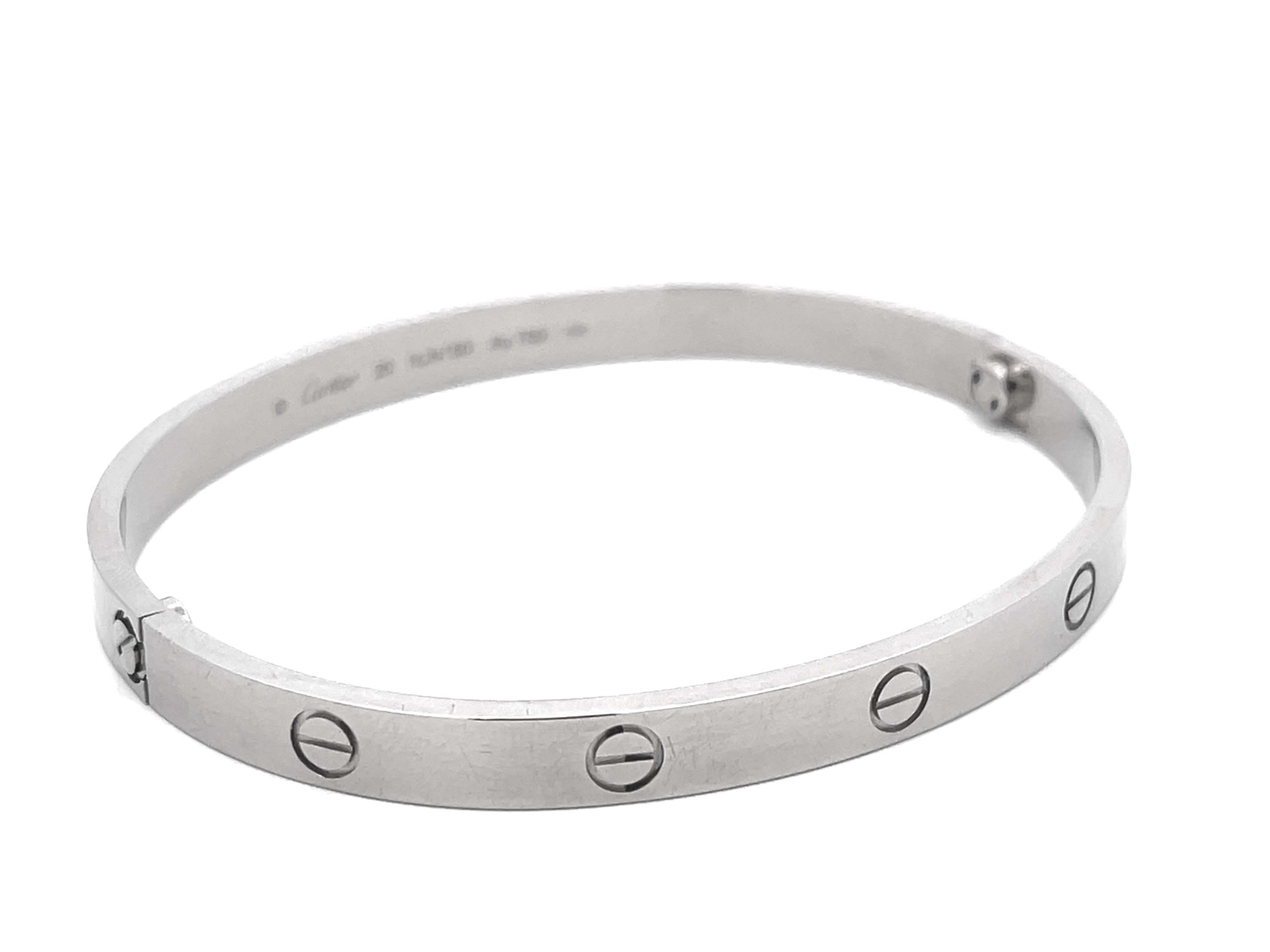 Cartier Love Bracelet 18K White Gold Size 20 In Excellent Condition For Sale In Honolulu, HI