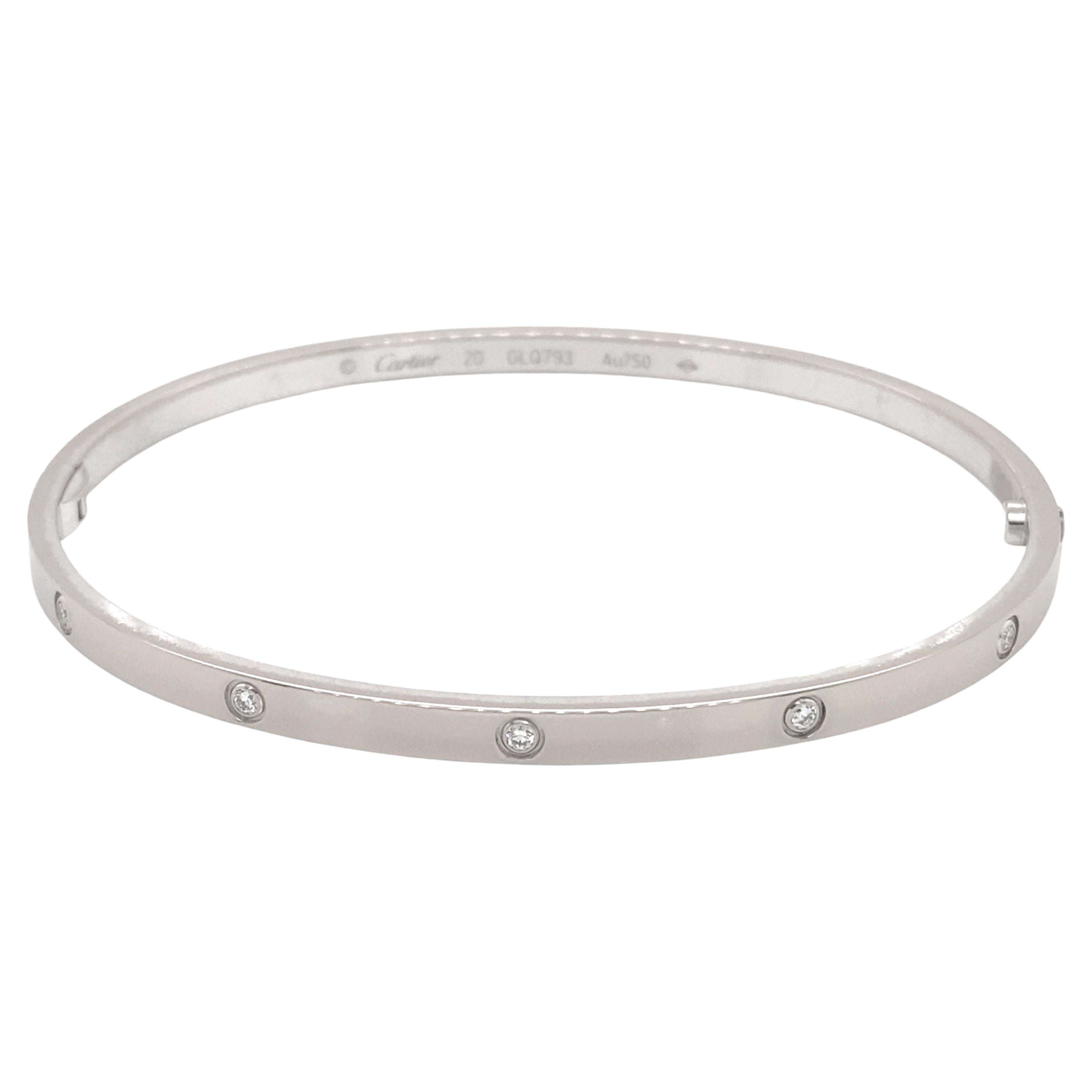 Cartier Bracelet Love en or blanc 18 carats avec diamants, taille 20