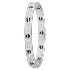 Cartier Love Bracelet in 18k White Gold Pavé Ceramique Diamonds size 17 with box
