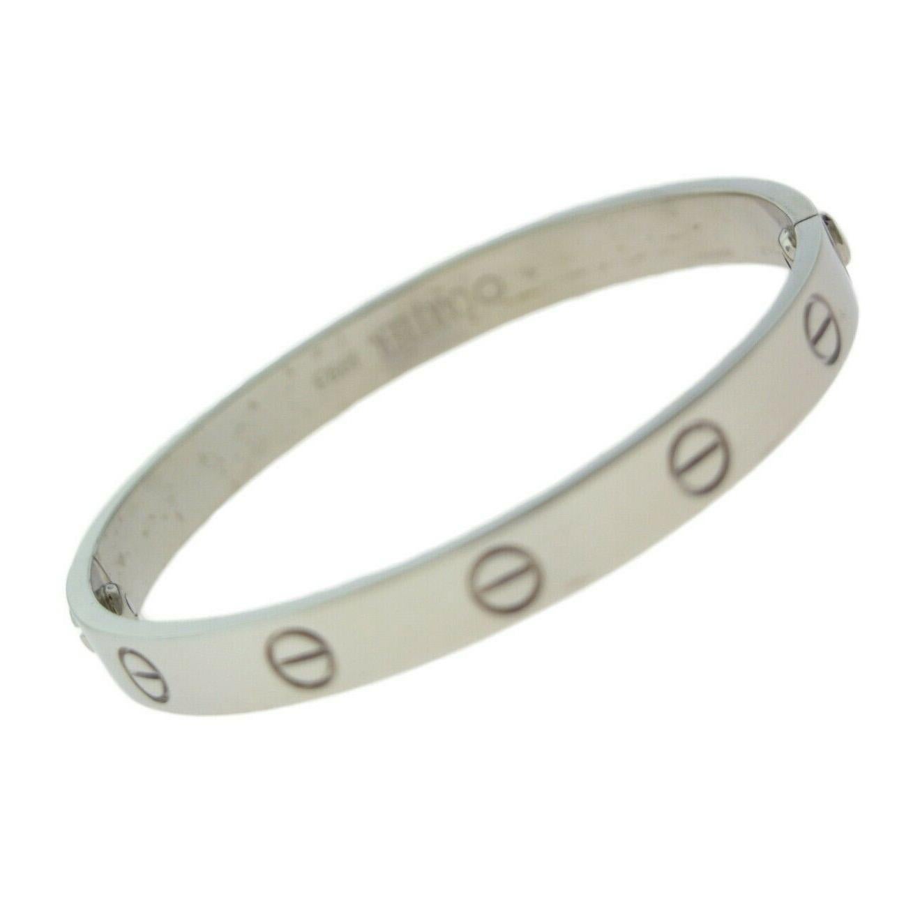 Women's or Men's Cartier Love Bracelet in 18 Karat White Gold, Certified 