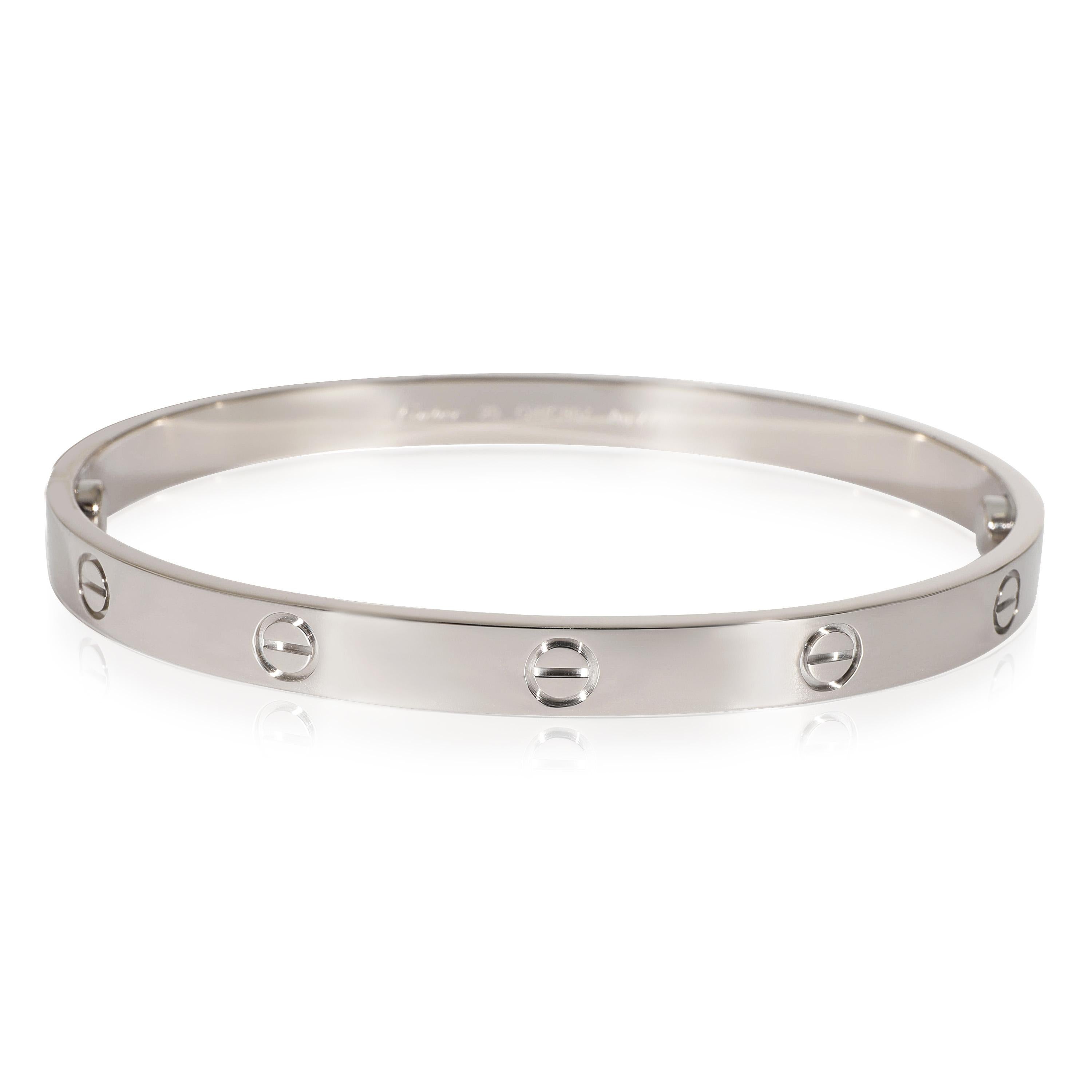 Cartier Love Bracelet in 18k White Gold, Size 20

PRIMARY DETAILS
SKU: 130854
Listing Title: Cartier Love Bracelet in 18k White Gold, Size 20
Condition Description: Cartier's Love collection is the epitome of iconic, from the recognizable designs to