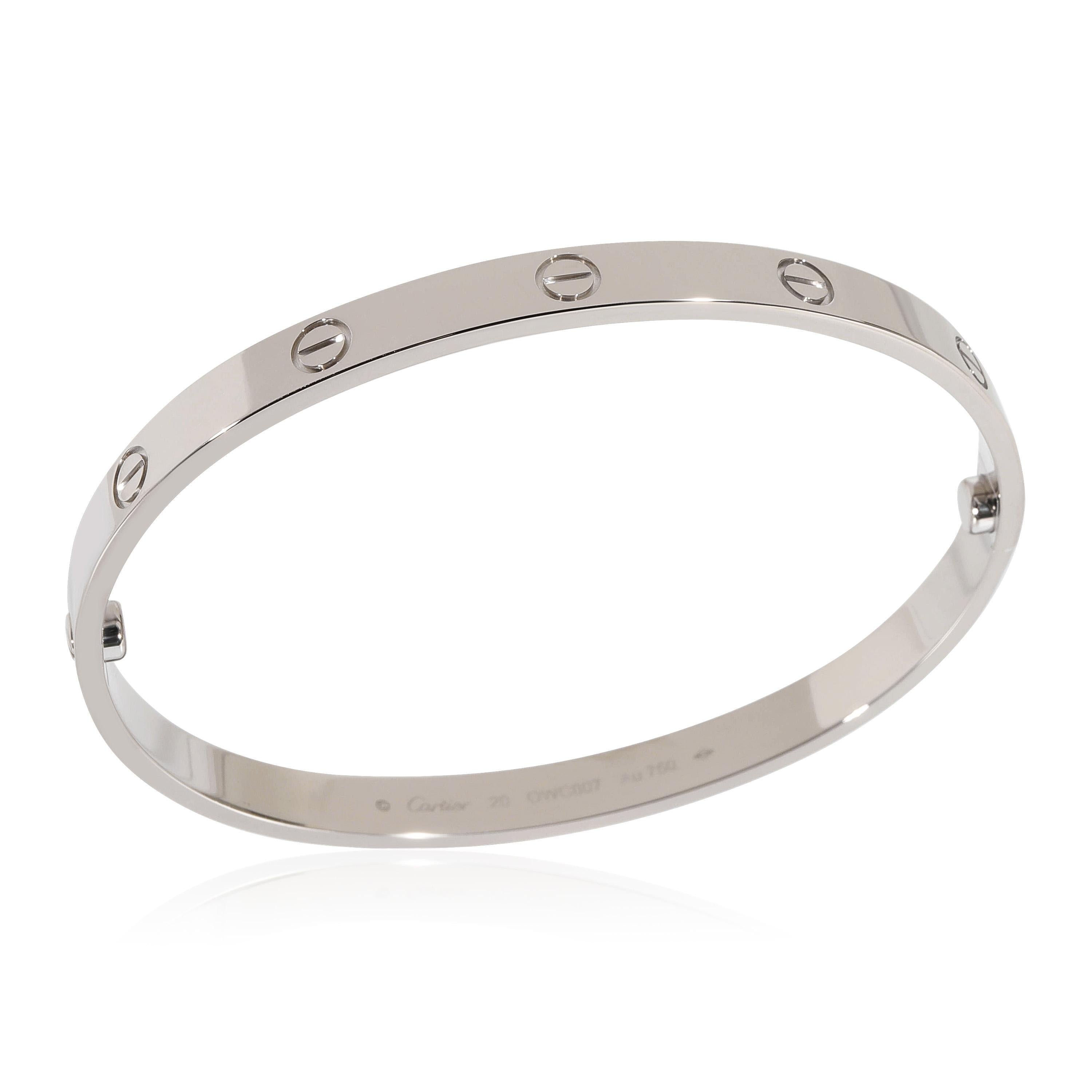 Cartier Love Bracelet in 18k White Gold, Size 20 In Excellent Condition In New York, NY