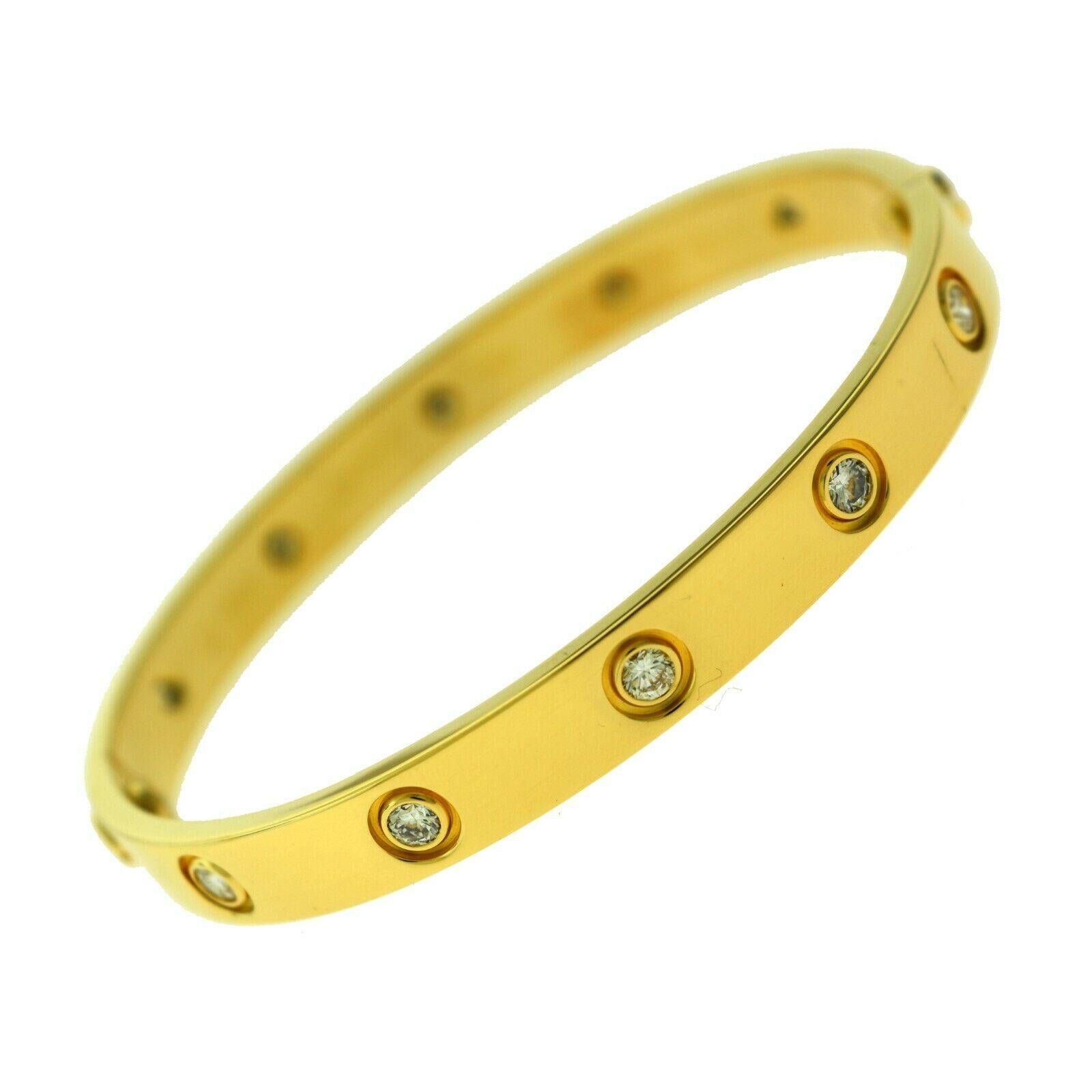 Cartier Love Bracelet in 18 Karat Yellow Gold, 10 Diamonds In Excellent Condition In Miami, FL
