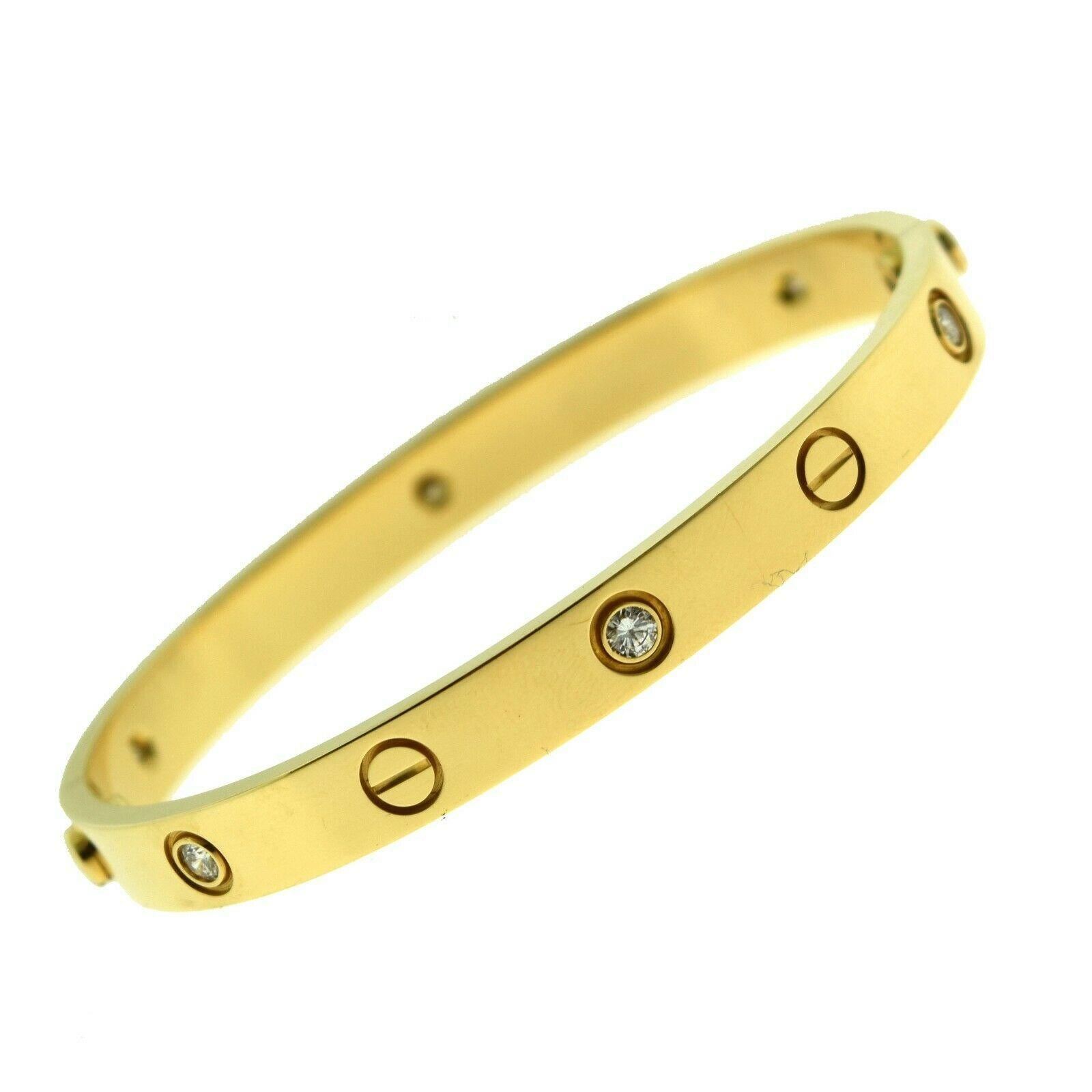 Cartier Love Bracelet in 18 Karat Yellow Gold, 6 Diamonds In Excellent Condition In Miami, FL
