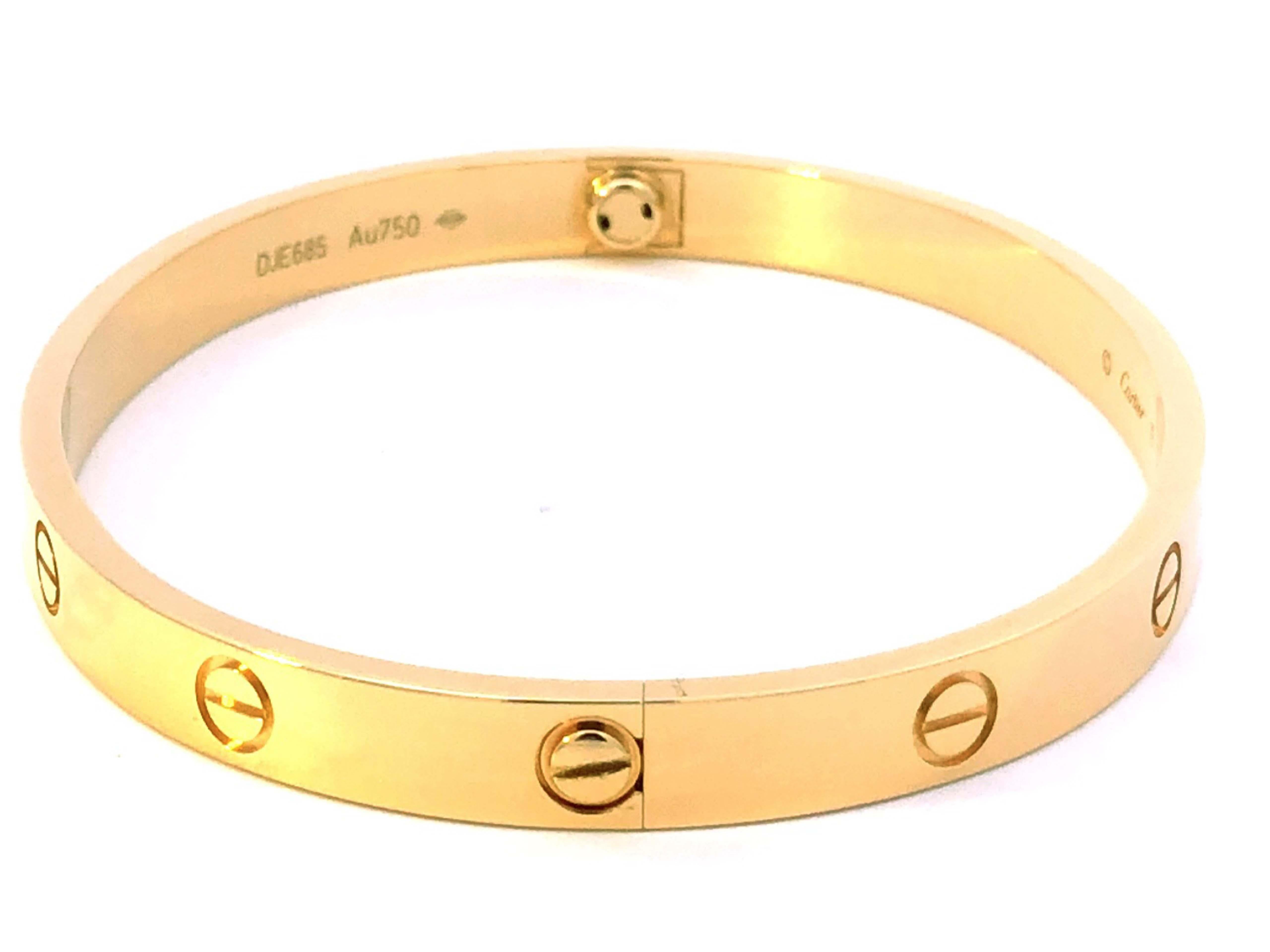 Women's or Men's Cartier Love Bracelet in 18K Yellow Gold