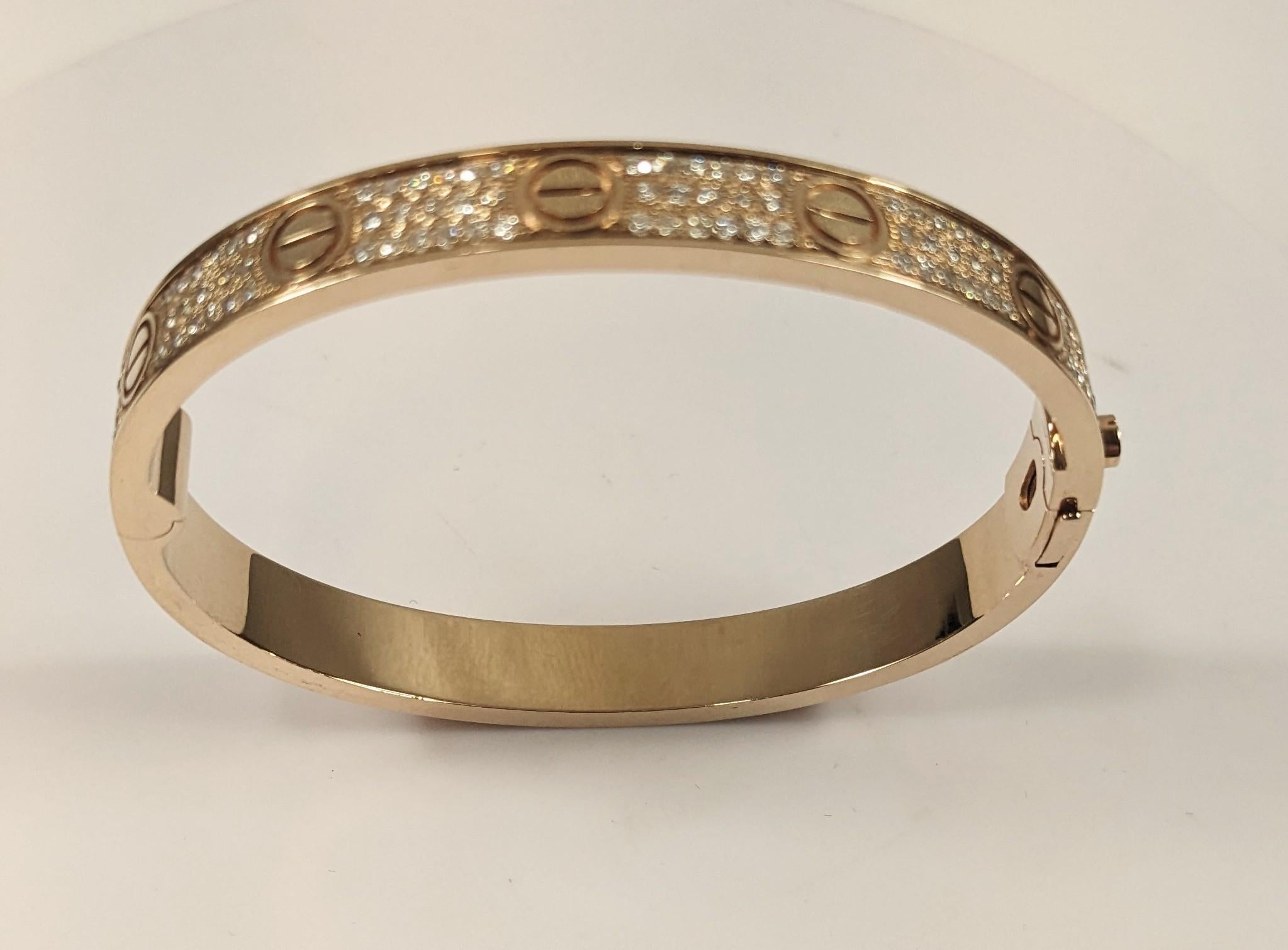 Cartier LOVE Armband Gelbgold Pavé Diamanten Box und Papiere Größe 16 2
