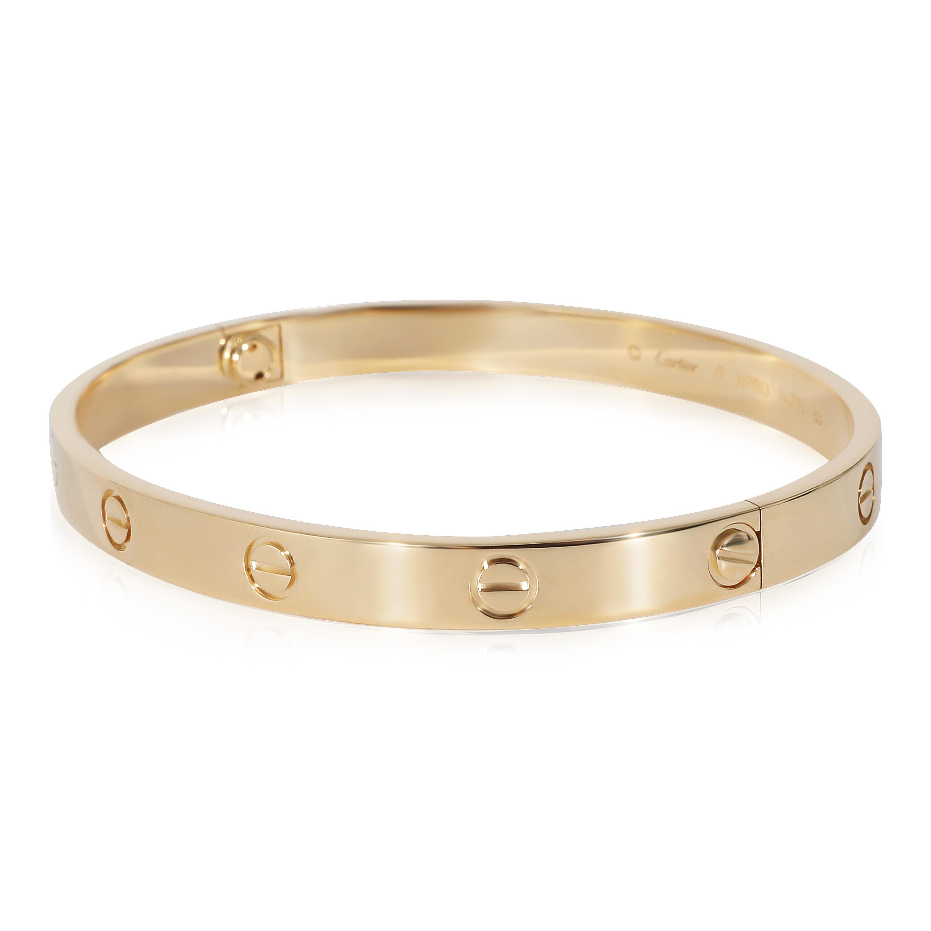 Cartier Love Bracelet In 18K Yellow Gold, Size 19

PRIMARY DETAILS
SKU: 132451
Listing Title: Cartier Love Bracelet In 18K Yellow Gold, Size 19
Condition Description: Cartier's Love collection is the epitome of iconic, from the recognizable designs