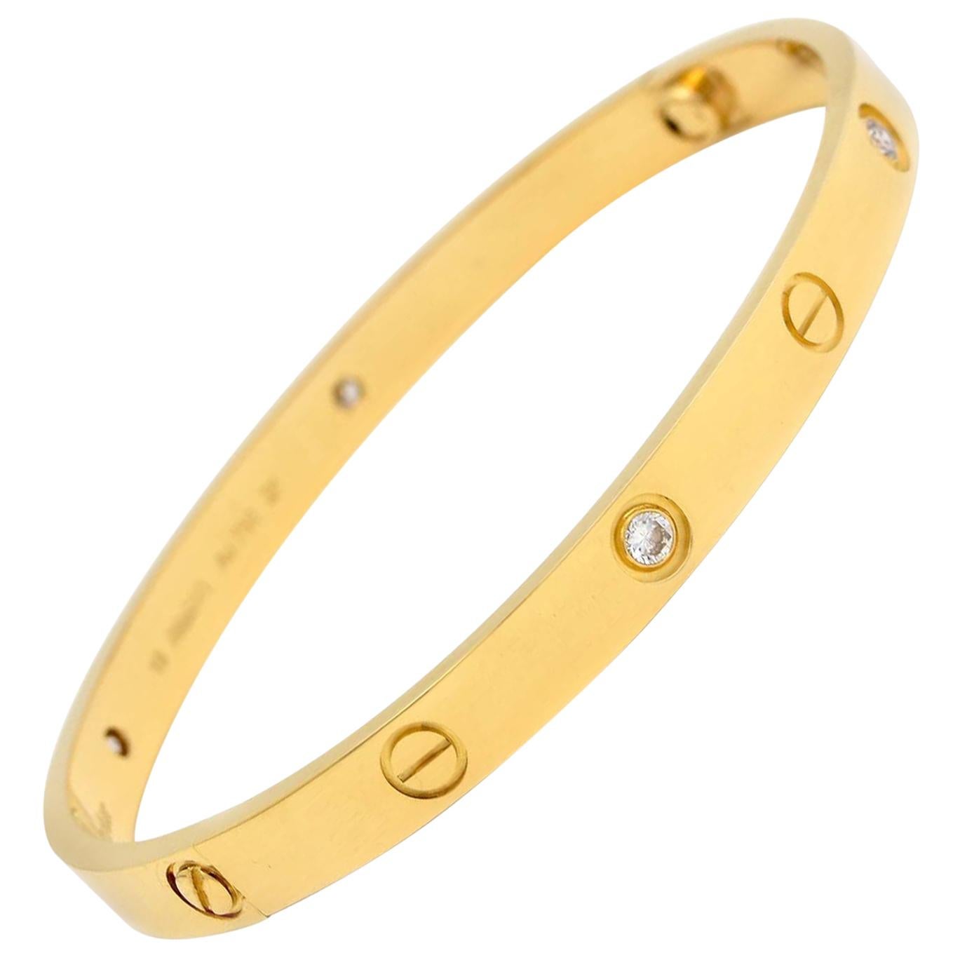 cartier love bracelet white gold with 4 diamonds