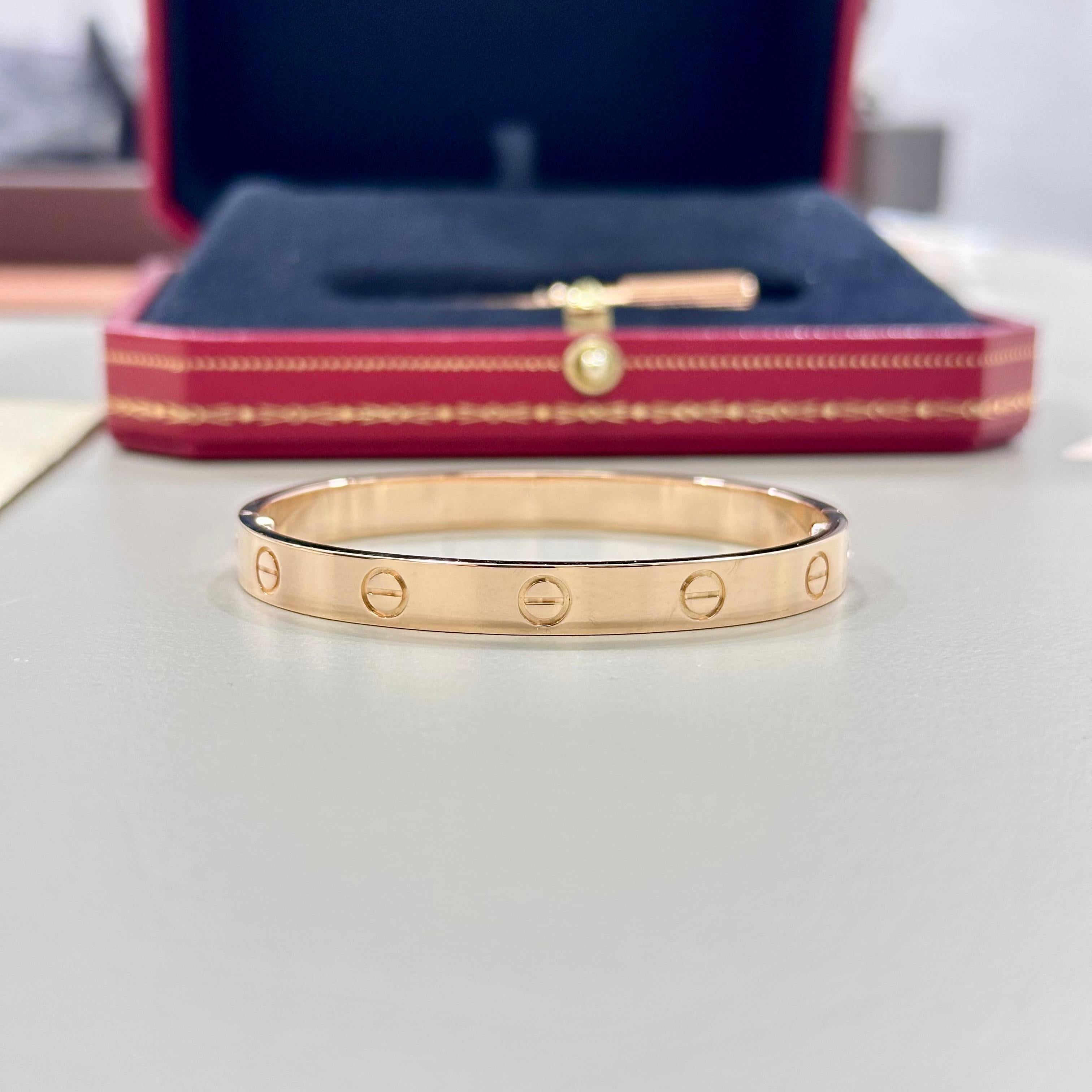 Bracelet Love de Cartier en or rose Taille 16 avec bo�îte et papiers B6067416 Unisexe en vente