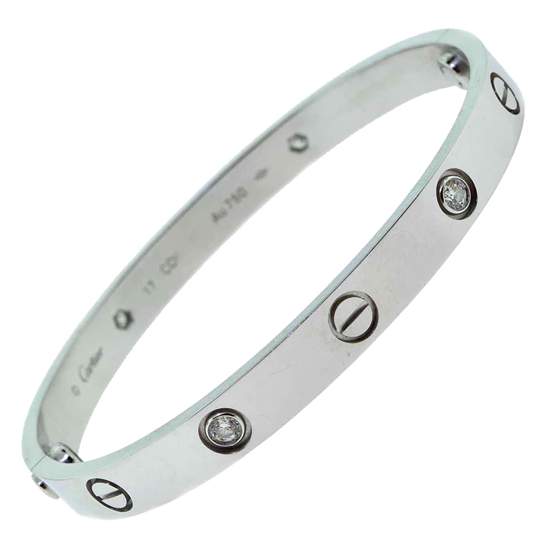 Cartier Love Bracelet in White Gold, with 4 Diamonds 'C-328' For 