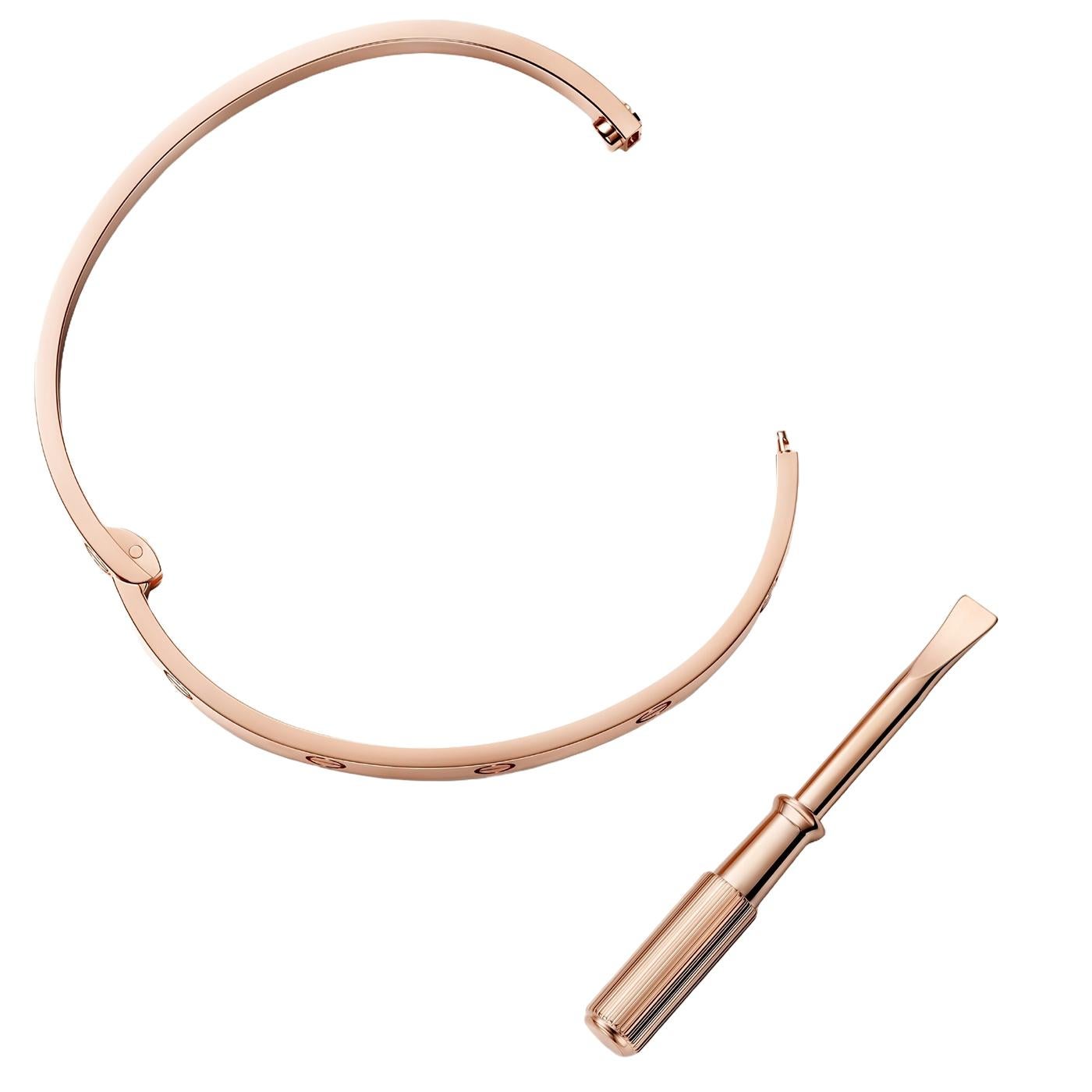 Cartier Love-Armband Medium Modell 18K Roségold mit funktionaler Schraube und Scharnier (Modernistisch) im Angebot