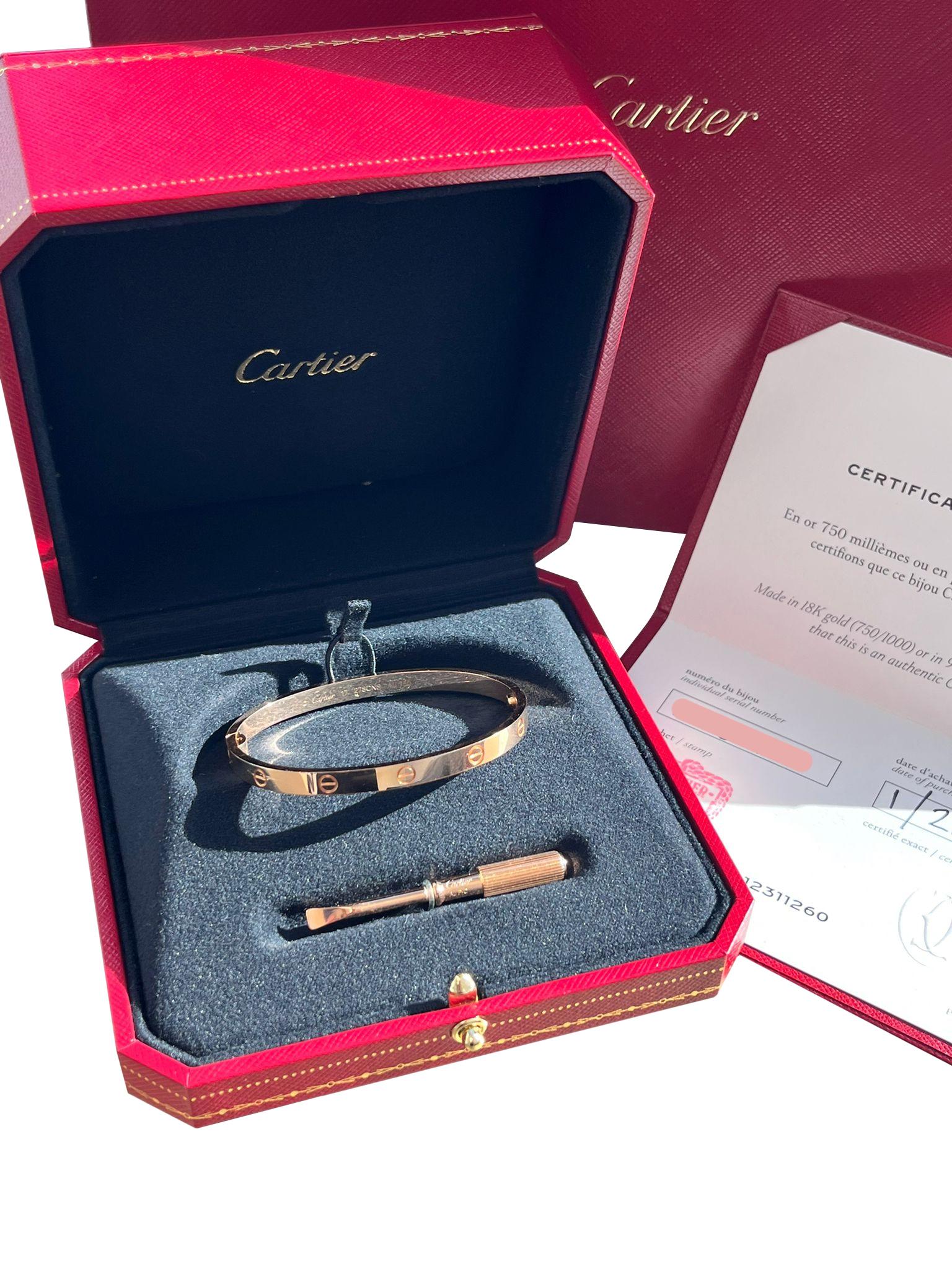 Cartier Love-Armband Medium Modell 18K Roségold mit funktionaler Schraube und Scharnier im Angebot 1