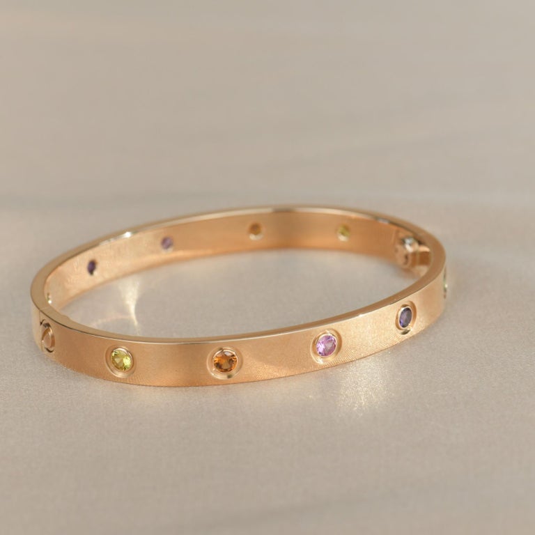 Cartier Love Bracelet Multi Gem Rainbow Rose Gold For Sale At 1stdibs