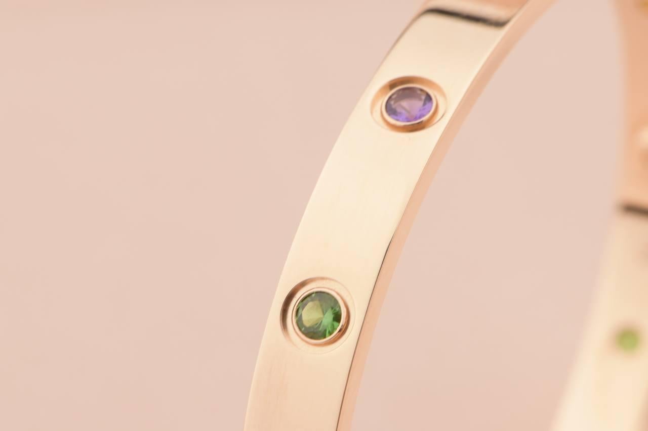 Cartier Love Bracelet Multi Gem Rainbow Rose Gold In Excellent Condition In Banbury, GB