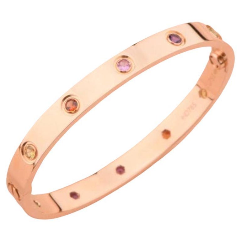 Cartier Love Bracelet Multi Gem Rainbow Rose Gold at 1stDibs