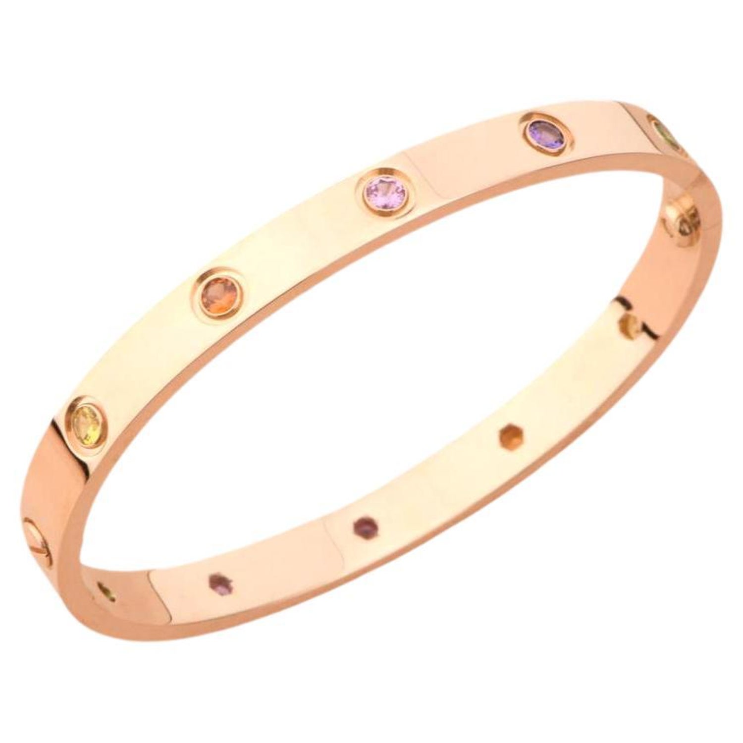 Cartier Love Bracelet Multi Gem Rainbow Rose Gold At 1stdibs