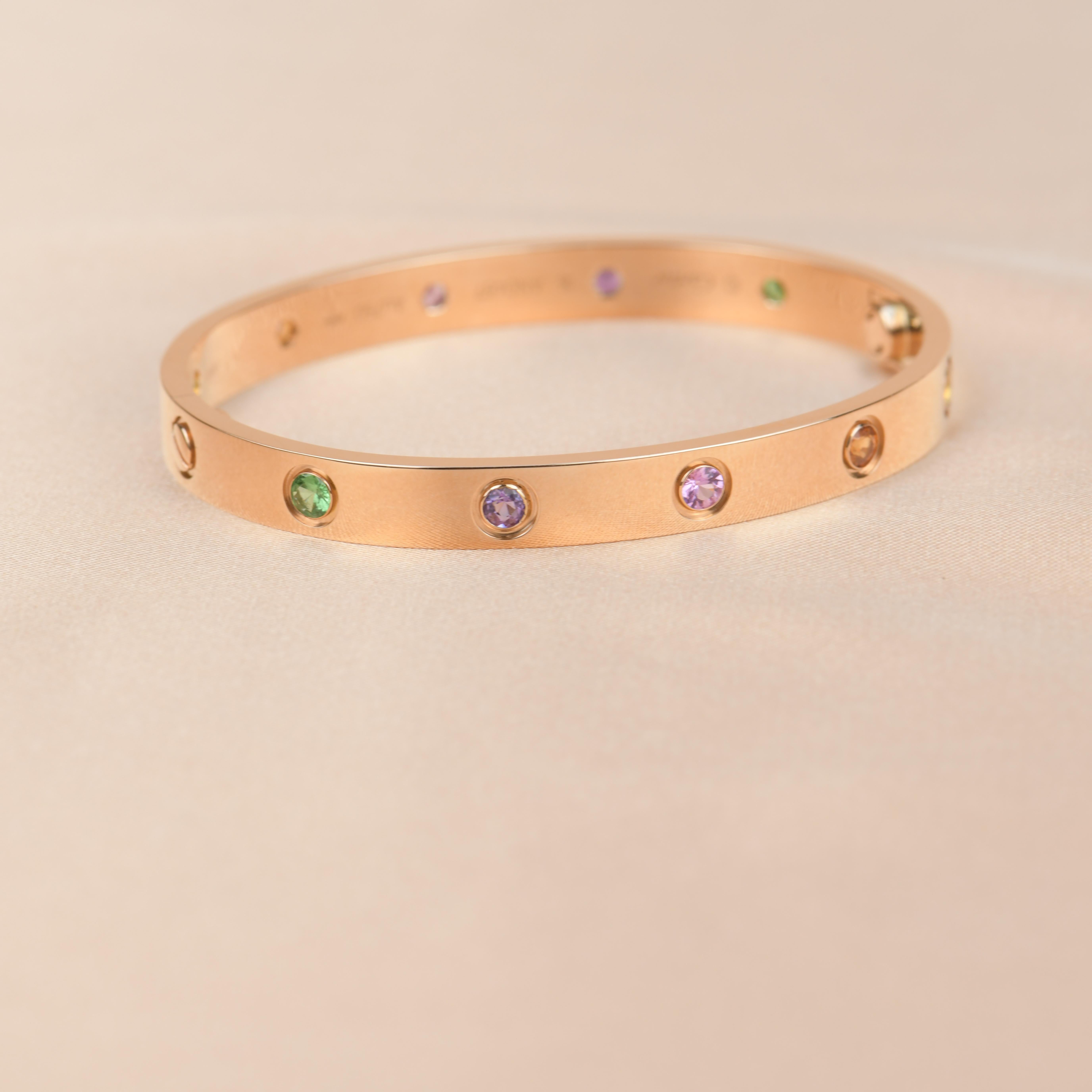 Cartier Love Bracelet Multi Gem Rainbow Rose Gold 5