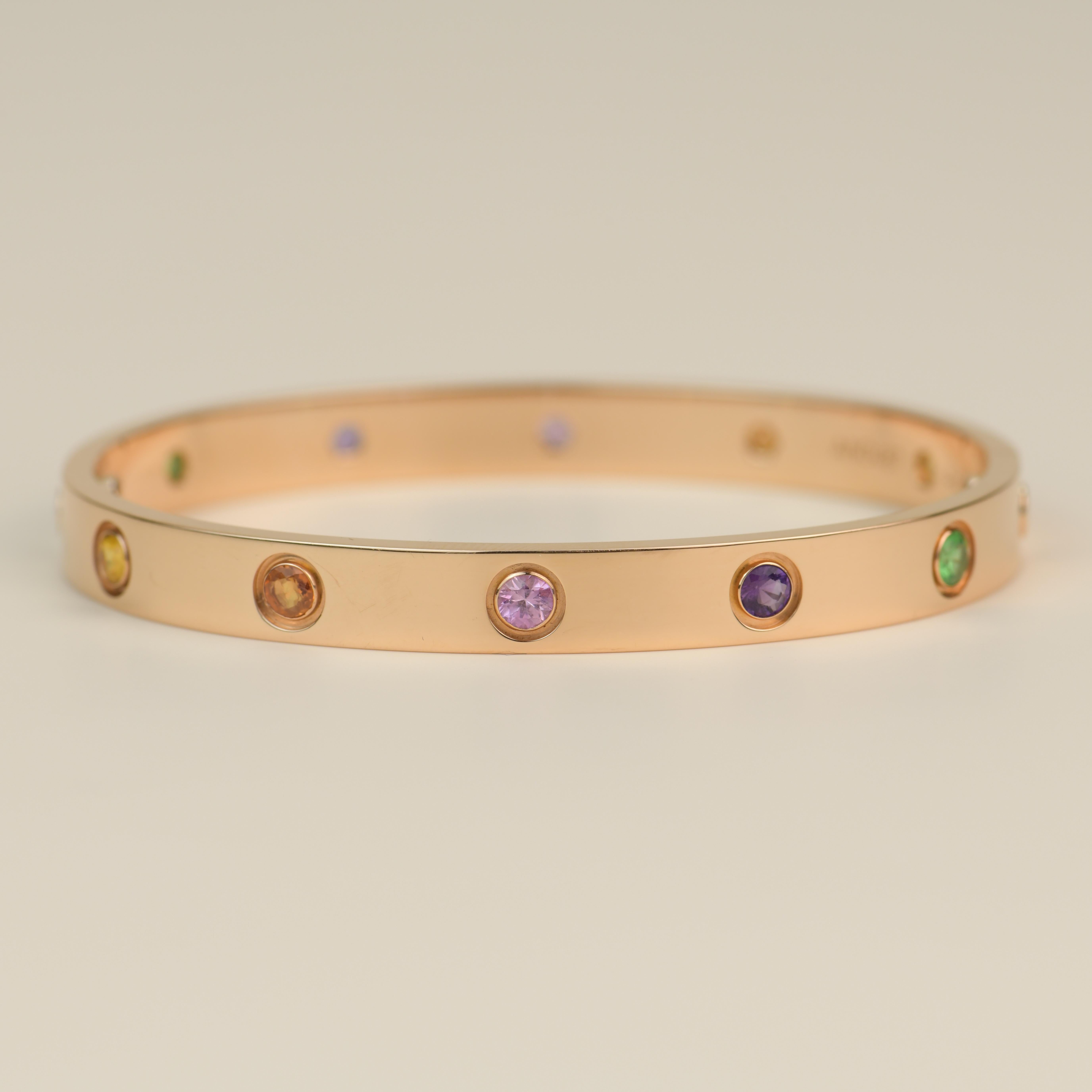 Cartier Love Bracelet Multi Gem Rainbow Rose Gold 7