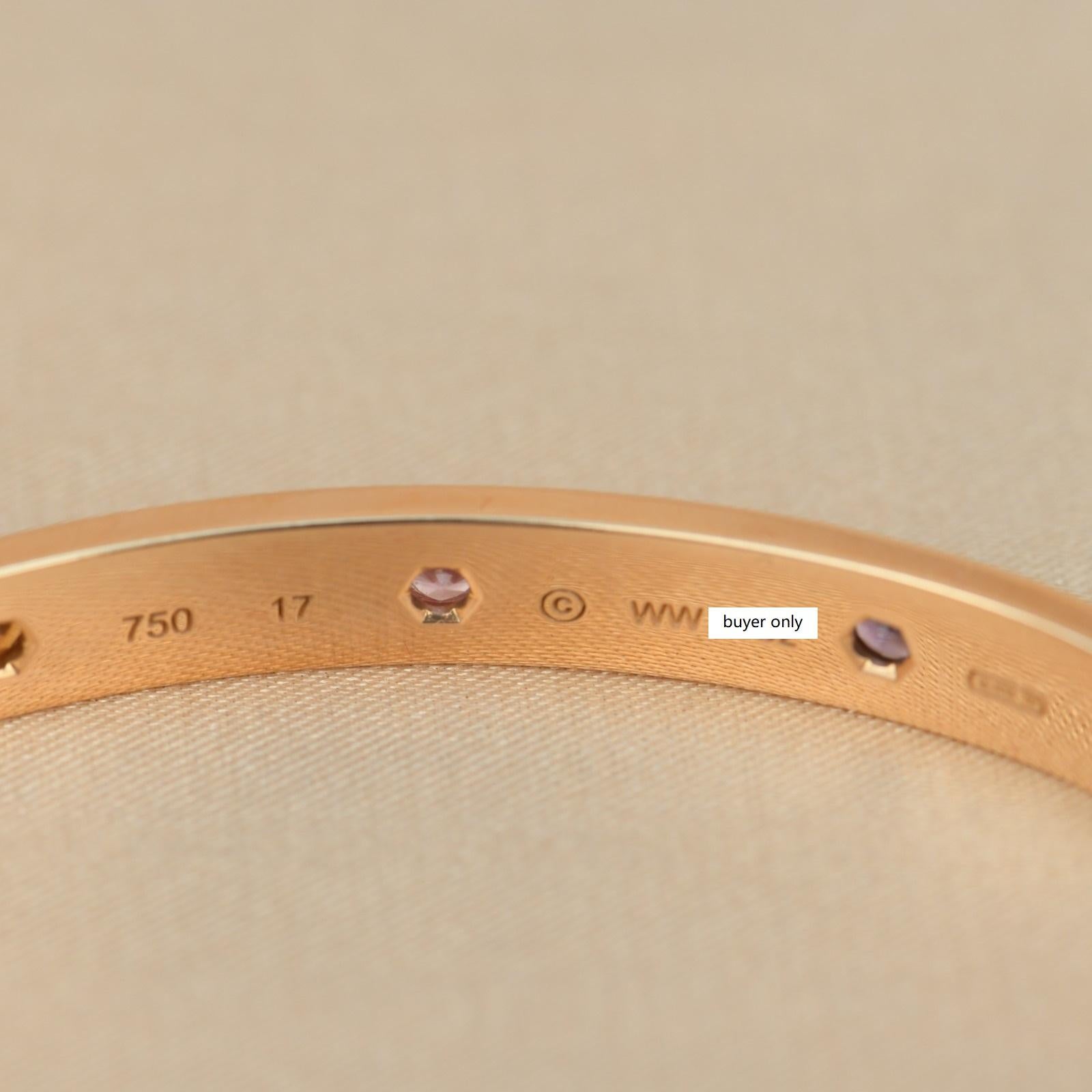 Cartier Love Bracelet Multi Gem Rainbow Rose Gold Size 17 7