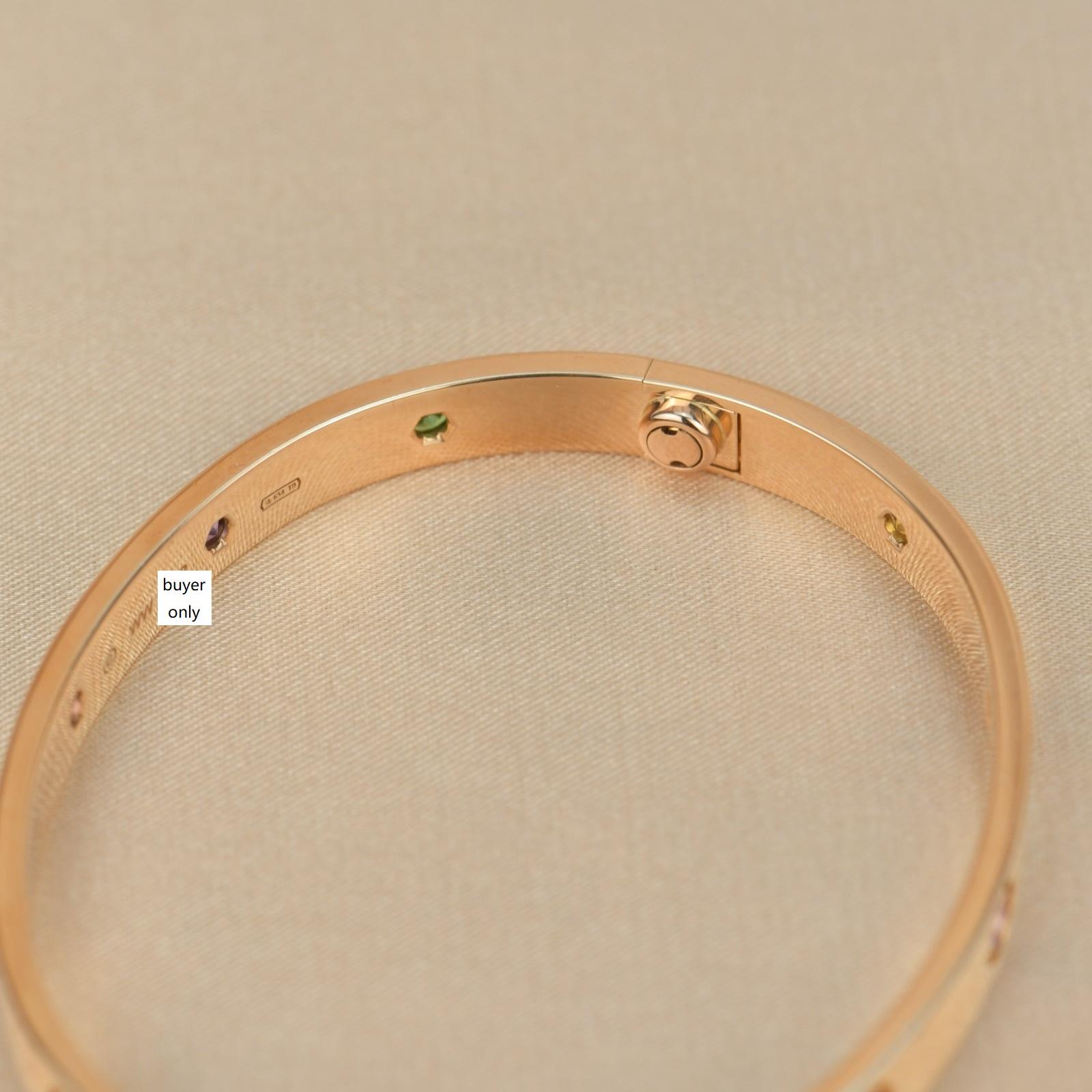 Cartier Love Bracelet Multi Gem Rainbow Rose Gold Size 17 8