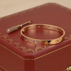 Cartier Love Bracelet Multi Gem Rainbow Rose Gold Size 17