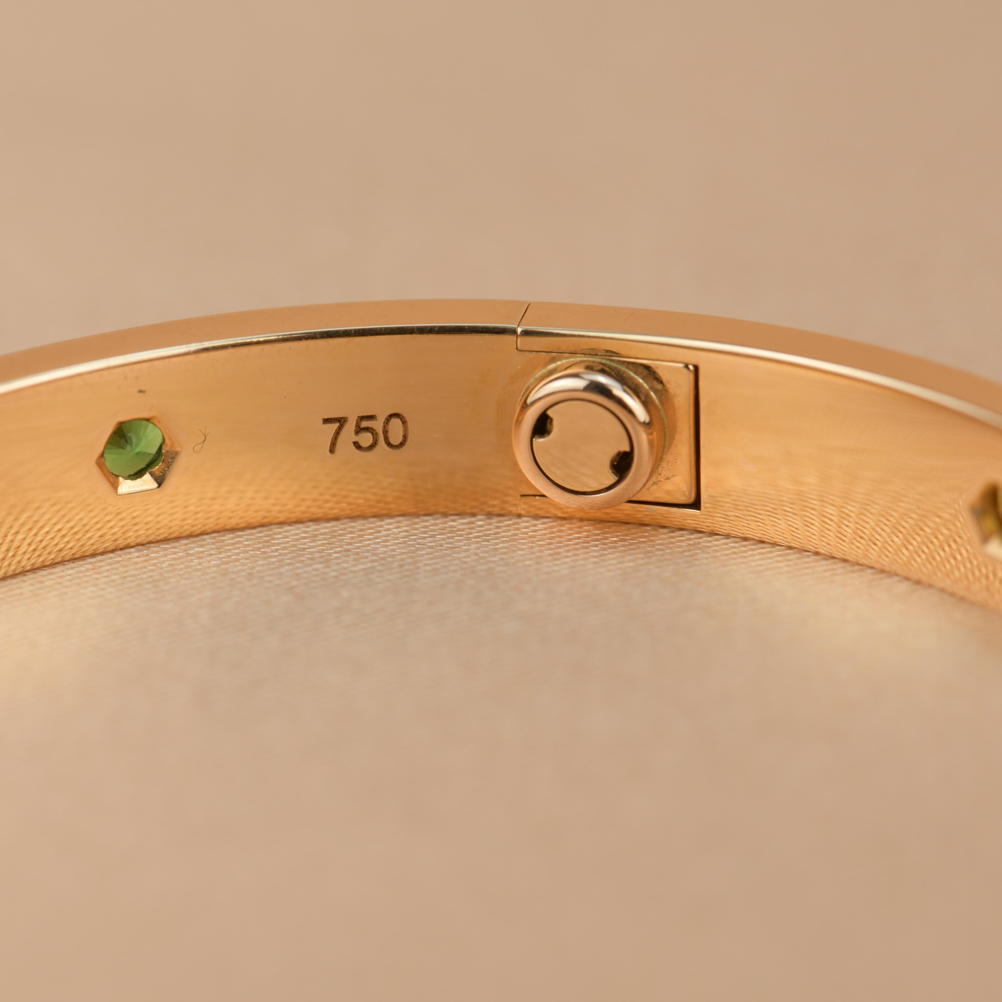 Women's or Men's Cartier Love Bracelet Multi Gem Rainbow Rose Gold