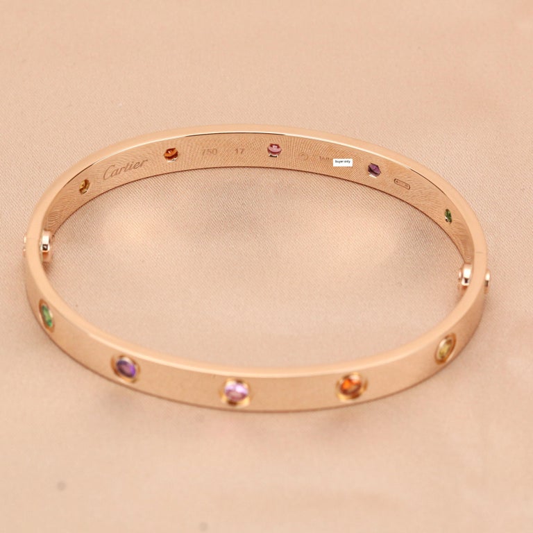 Cartier Love Bracelet Multi Gem Rainbow Rose Gold For Sale at 1stDibs