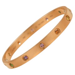 Cartier Love Bracelet Multi Gem Rainbow Rose Gold Size 17