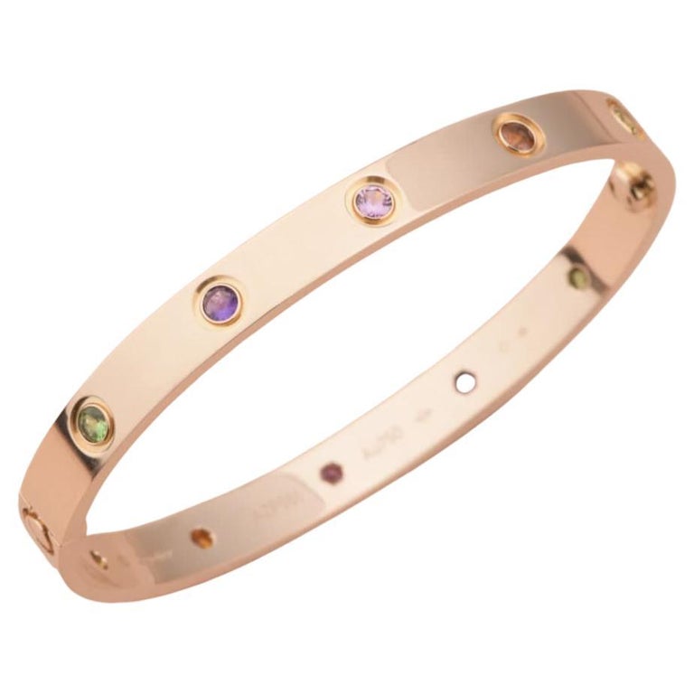 Cartier Love Bracelet Multi Gem Rainbow Rose Gold At 1stdibs