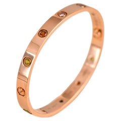 Cartier Love Bracelet Multi Gem Rainbow Rose Gold Size 17
