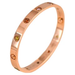 Cartier Love Bracelet Multi Gem Rainbow Rose Gold Size 17