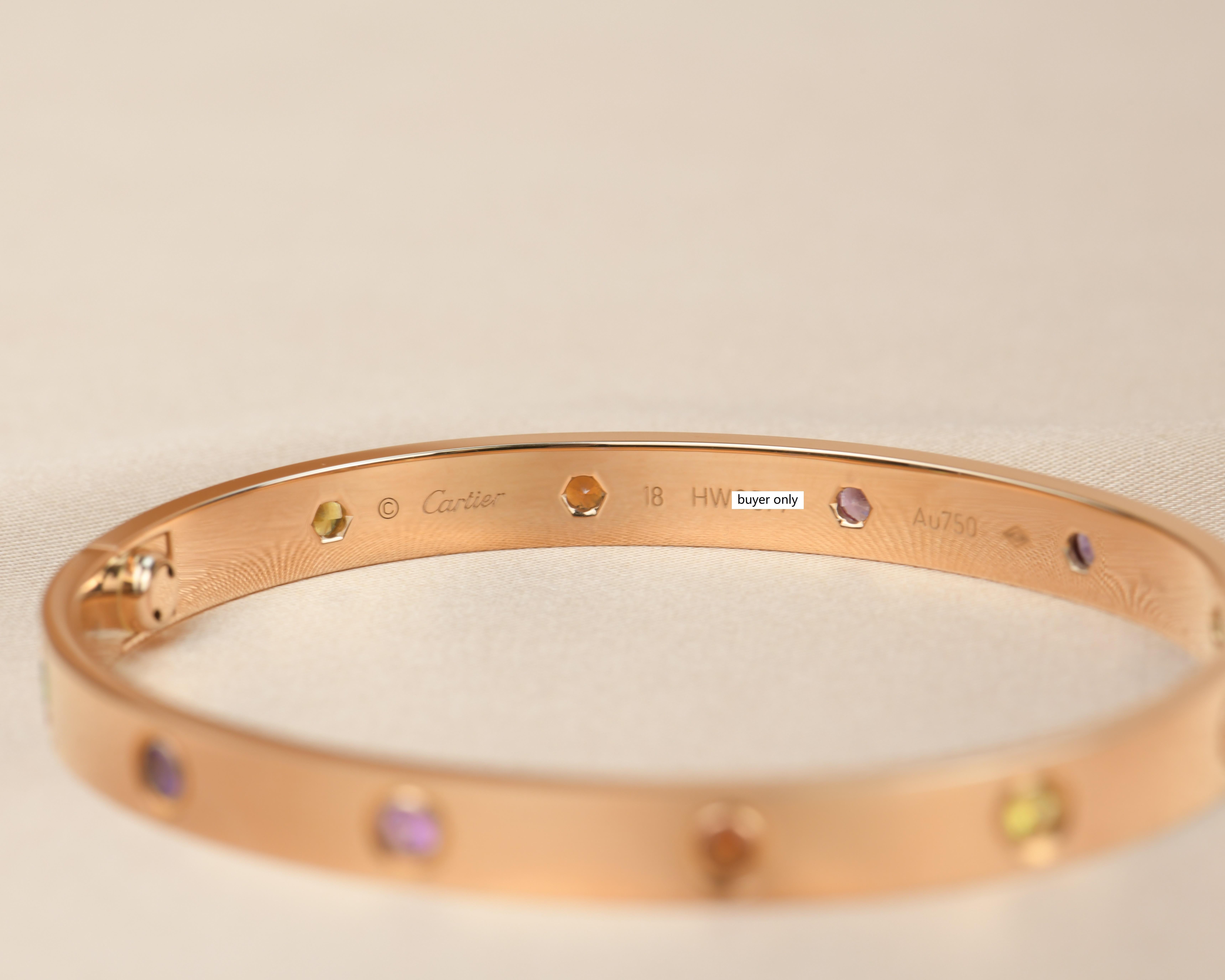 Cartier Love Bracelet Multi Gem Rainbow Rose Gold 6