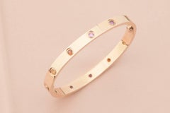 Cartier Love Bracelet Multi Gem Rainbow Rose Gold size 18