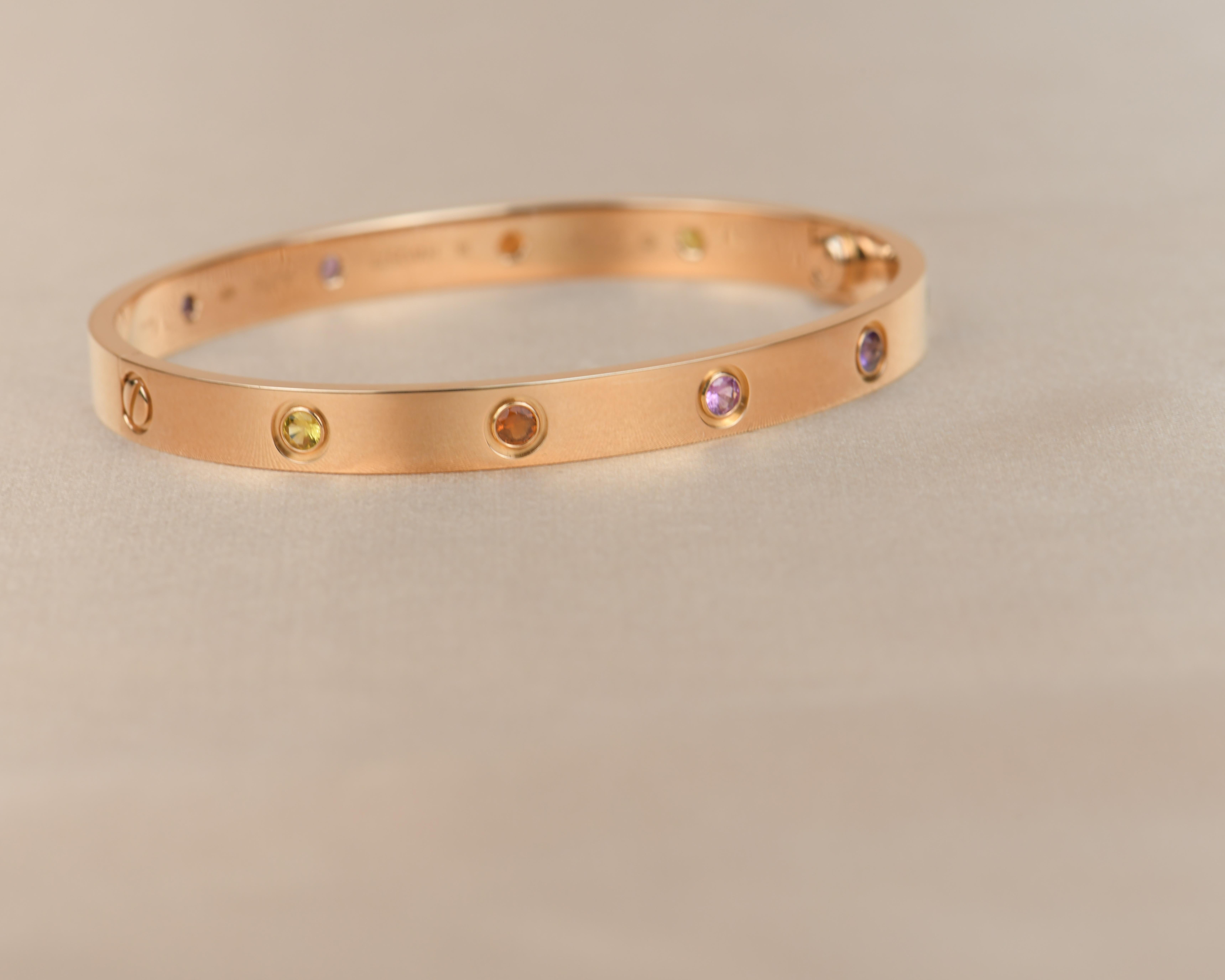 Cartier Love Bracelet Multi Gem Rainbow Rose Gold 3
