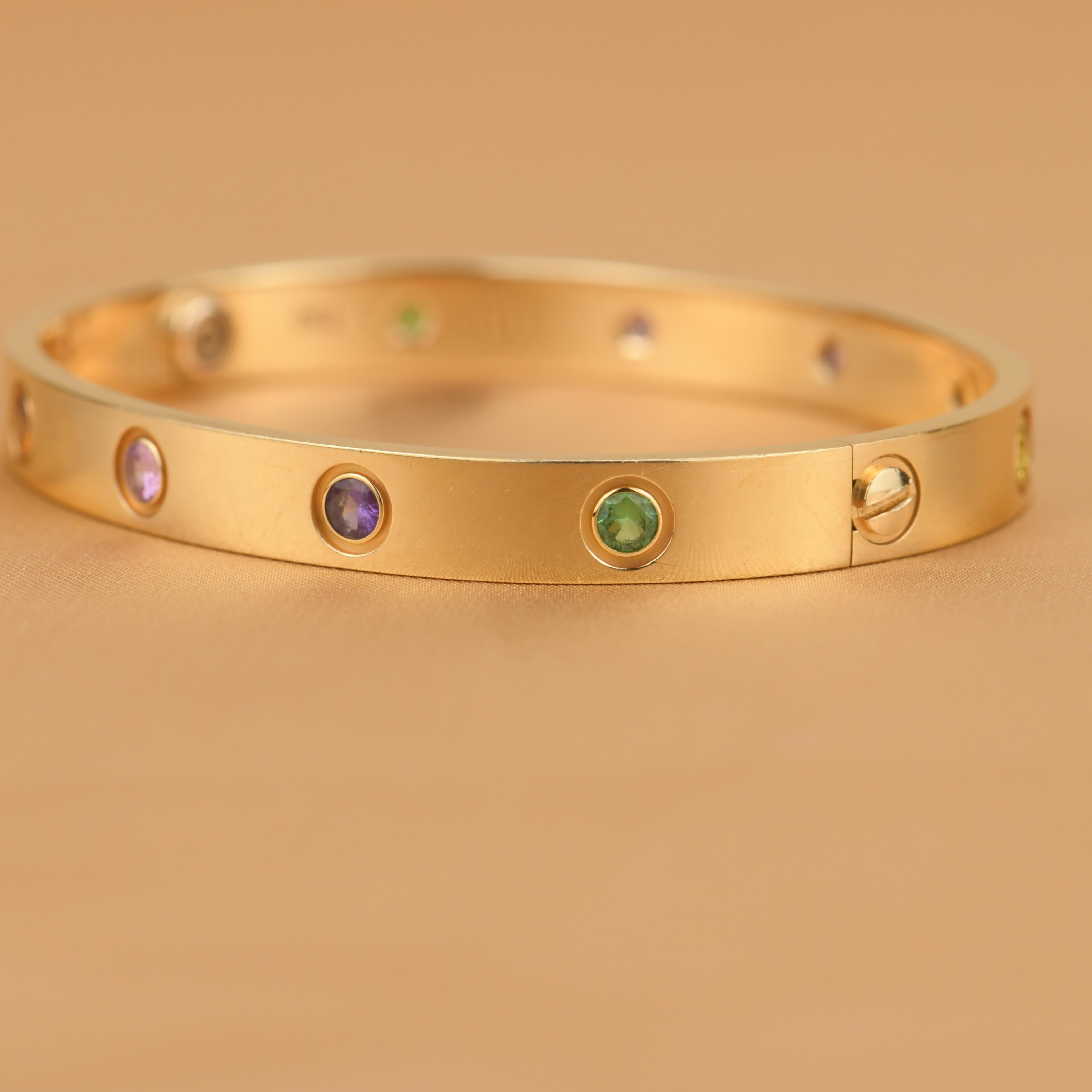 Brilliant Cut Cartier Love Bracelet Multi Gem Rose Gold