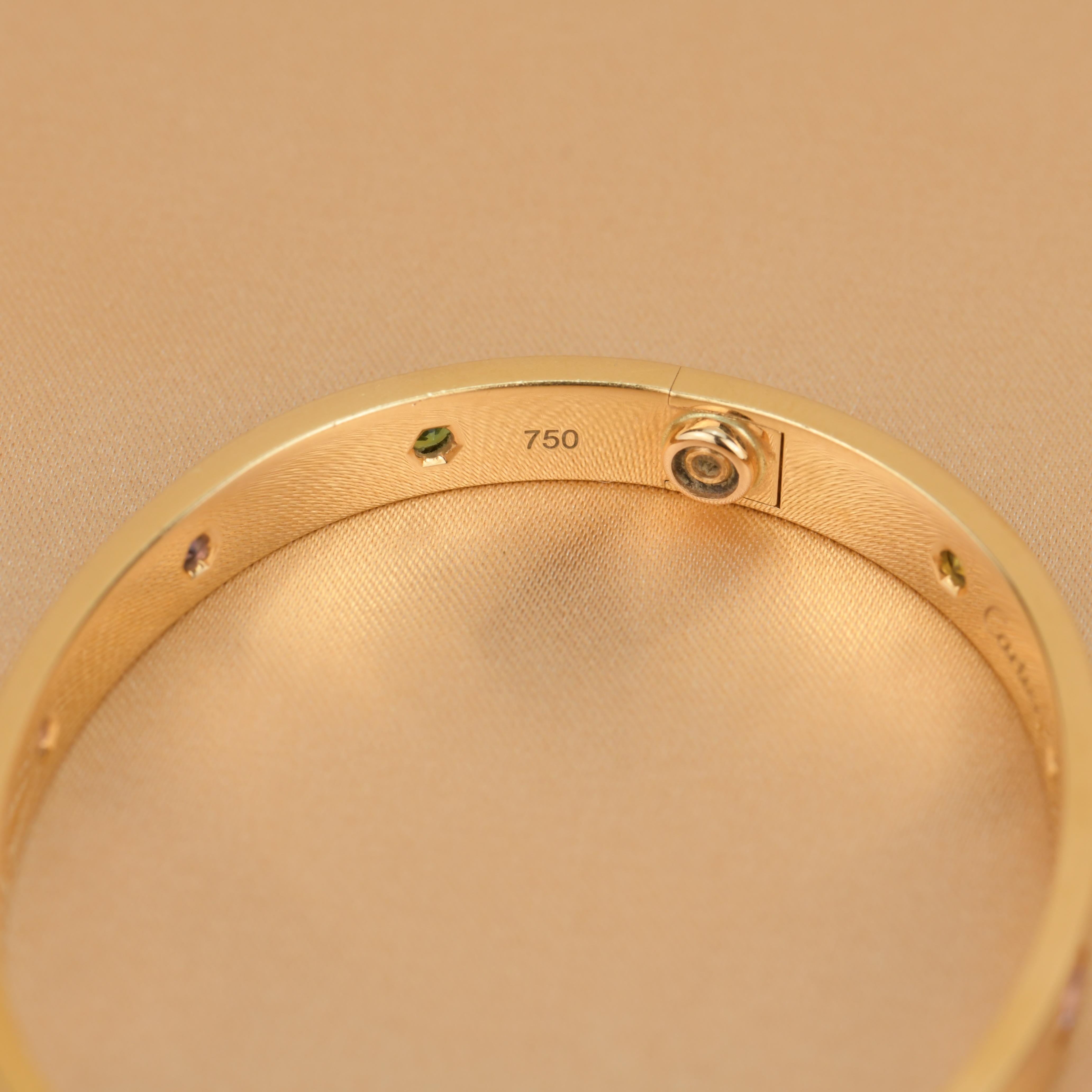 Cartier Love Bracelet Multi Gem Rose Gold In Good Condition In Banbury, GB