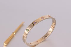 Cartier Love Bracelet Set In 10 Multi Gem Yellow Gold Size 16