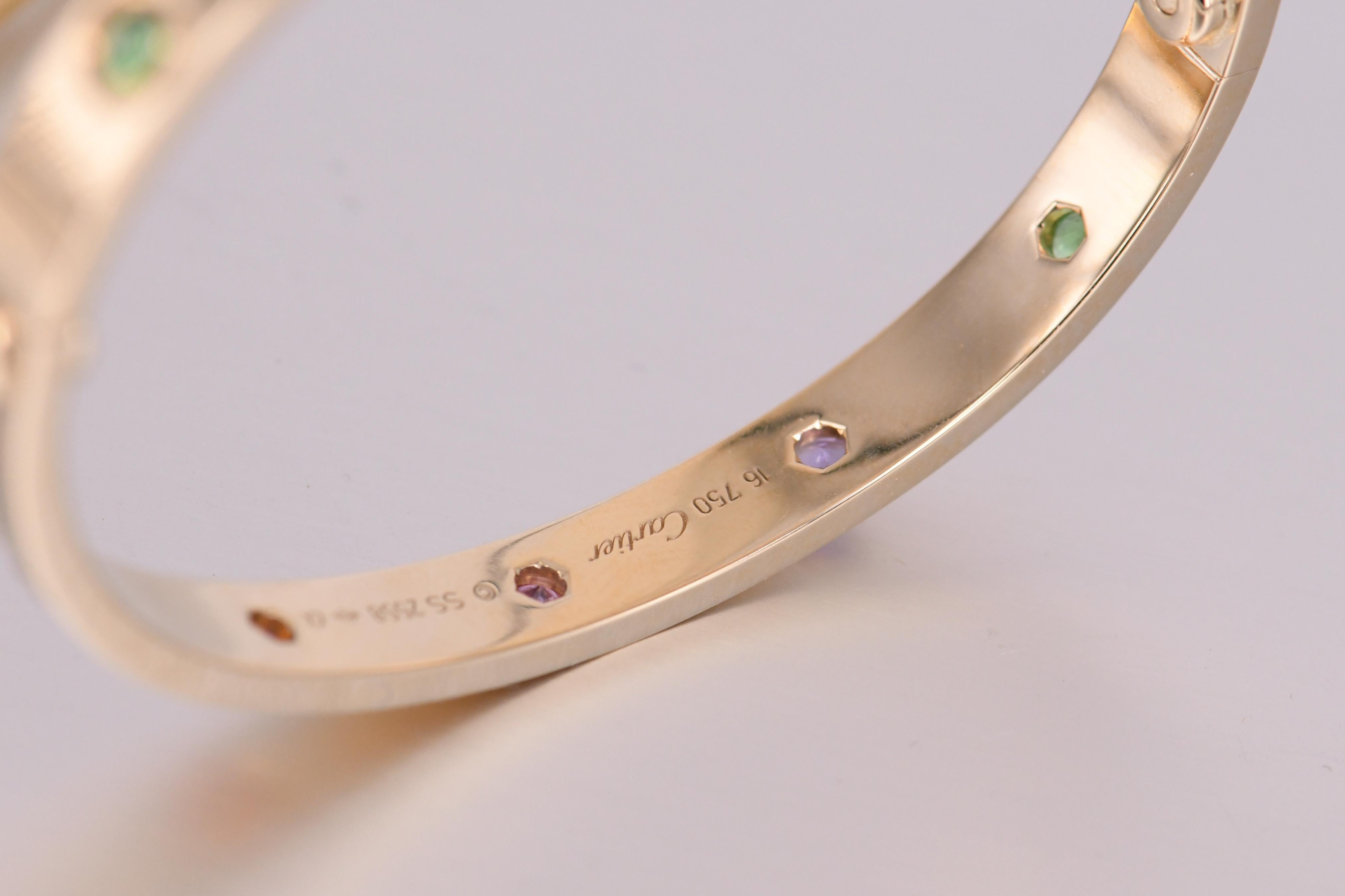 Cartier Love Bracelet Set In 10 Multi Gem Yellow Gold Size 16 1